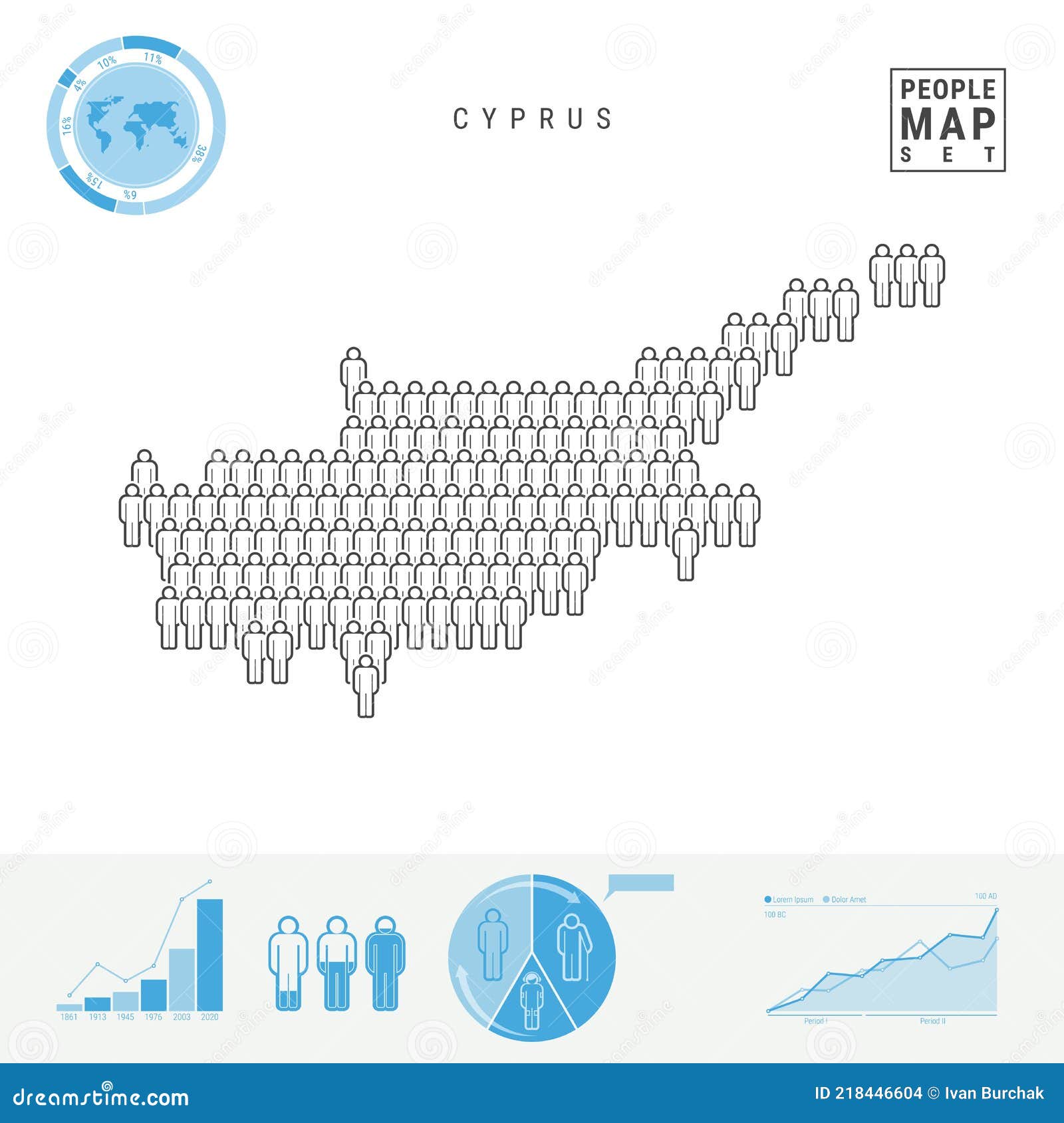 Cyprus People Icon Map. Stylized Vector Silhouette of Cyprus