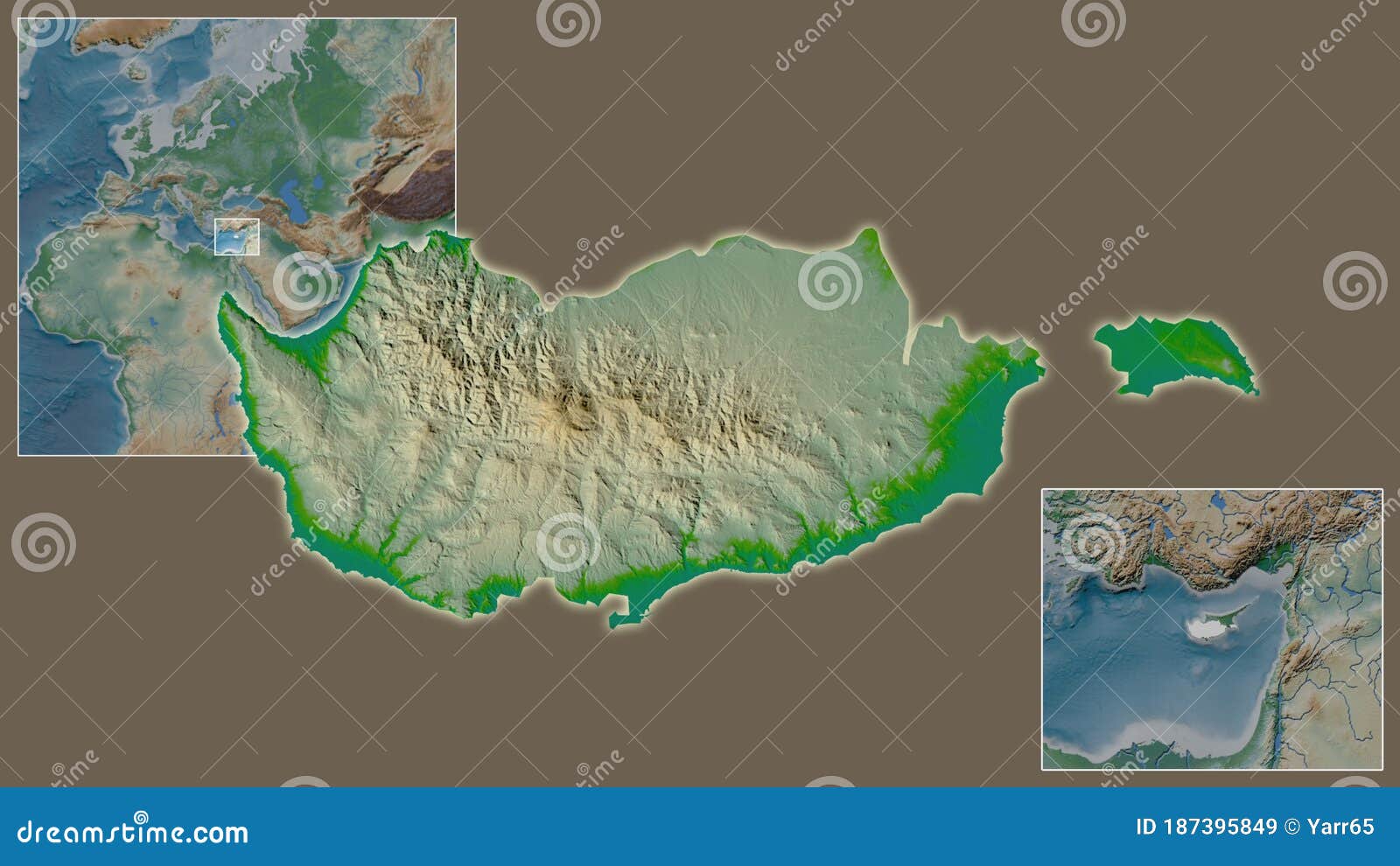 Cyprus Physical. Country and Its Location Stock Illustration