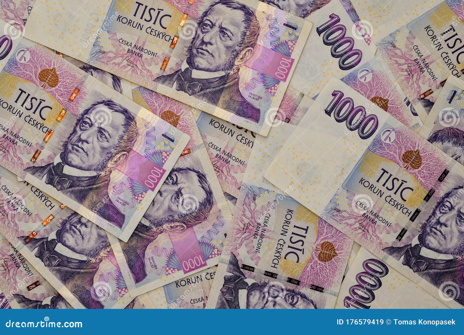 Pile of Czech banknotes. stock image. Image of cash - 176579419