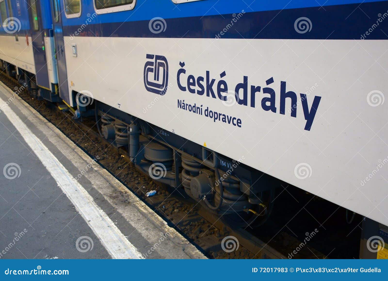 Czech Railways Wagon. BUDAPEST, HUNGARY - MAY 20, 2016: Internation train wagon of Czech Railways about t oleave to Prague.