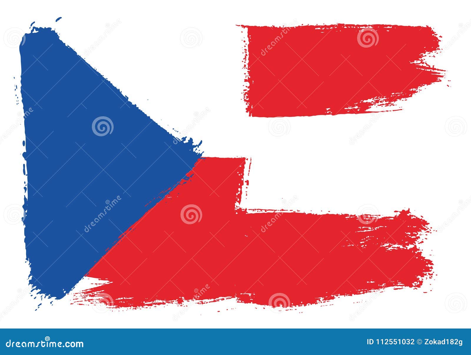 Czech Republic Flag And Austria Flag Vector Hand Painted