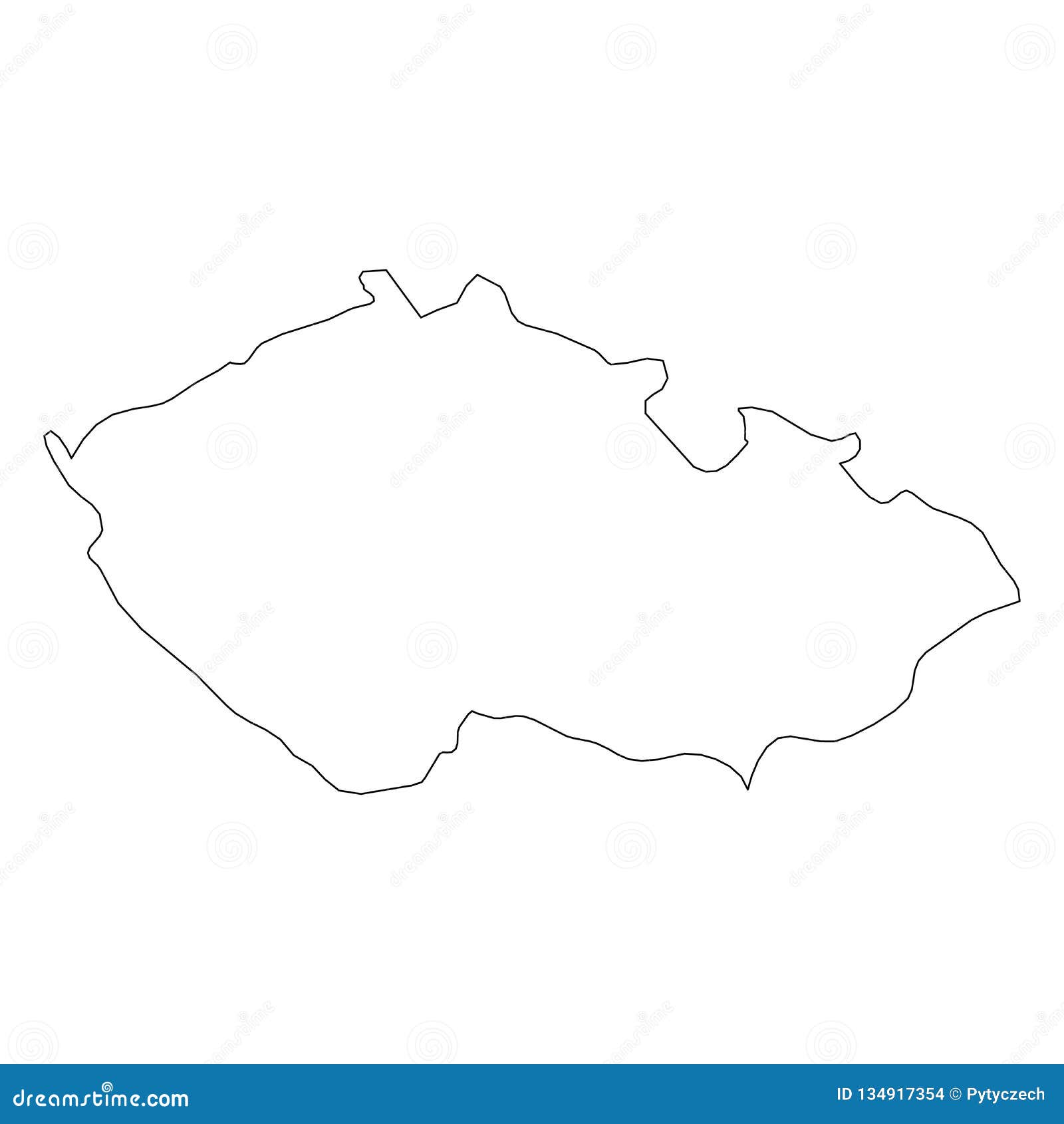 Czech Republic - Solid Black Outline Border Map of Country Area. Simple ...