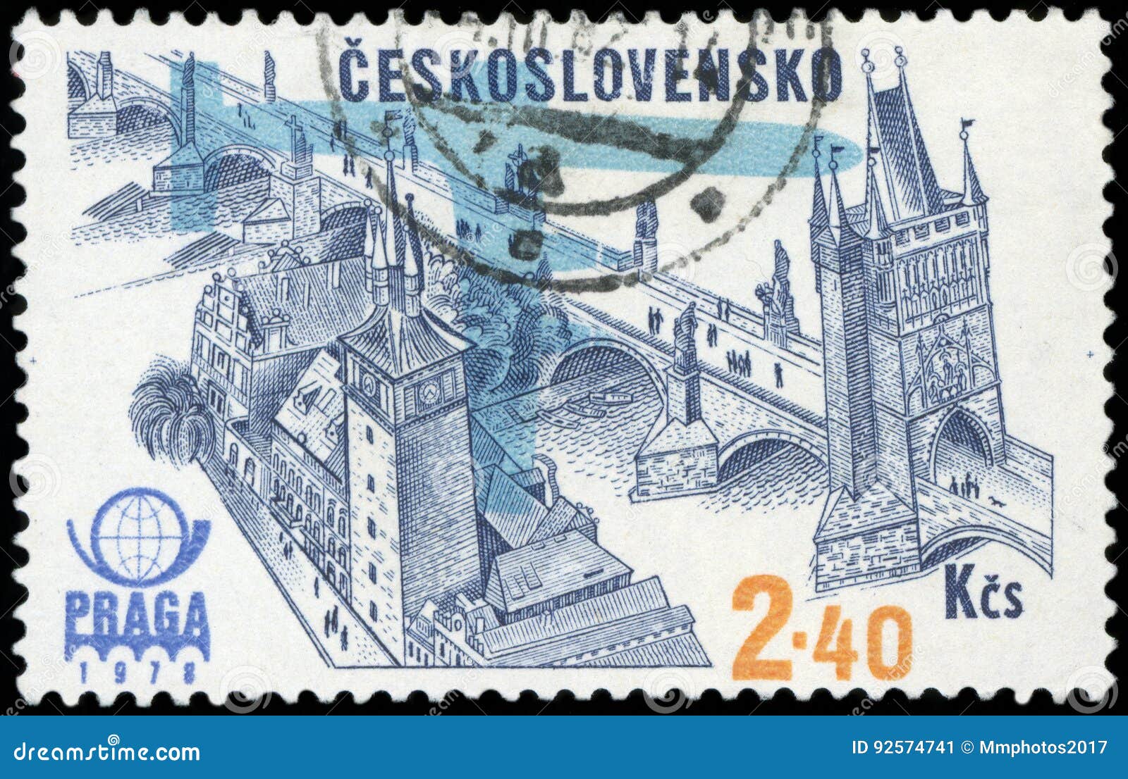 Czechoslovakia Postage Stamp Editorial Photo Image of bridge