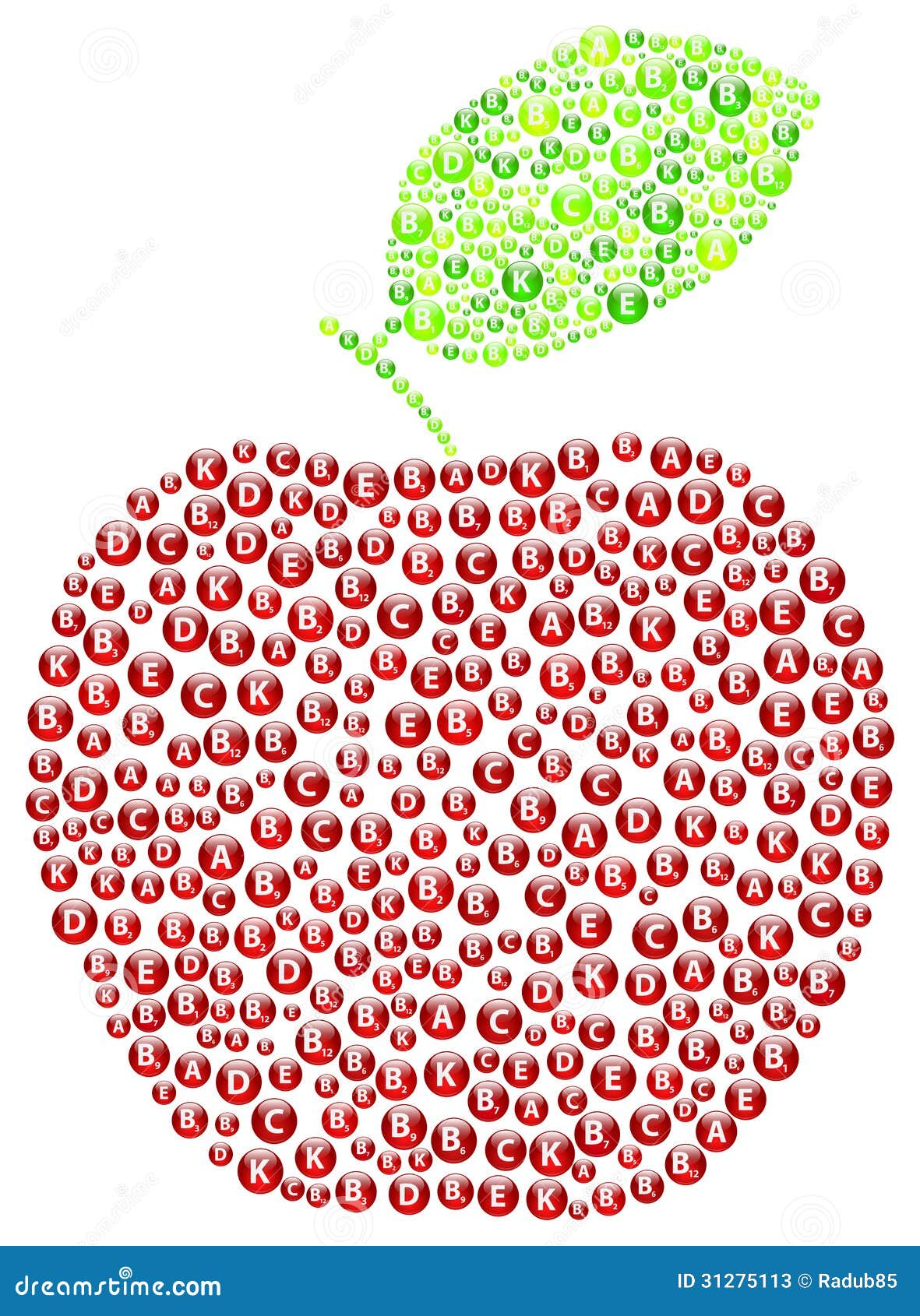 Czerwony Apple. Czerwona Jabłczana witaminy pojęcia ilustracja