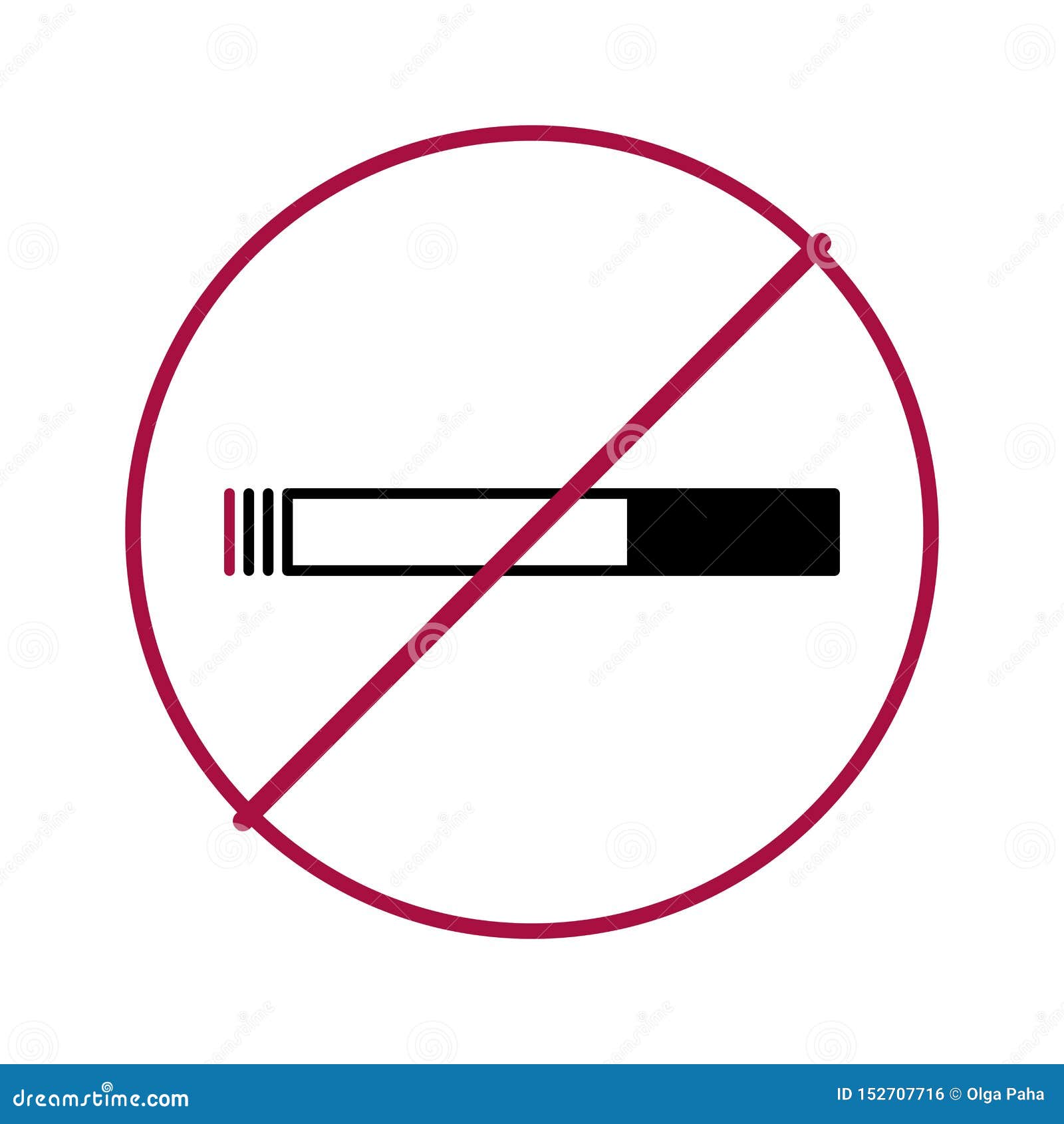 Círculo não fumadores. Flat prohibition sign. Do not smoke. A burning cigarette crossed in a circle. Vector illustration