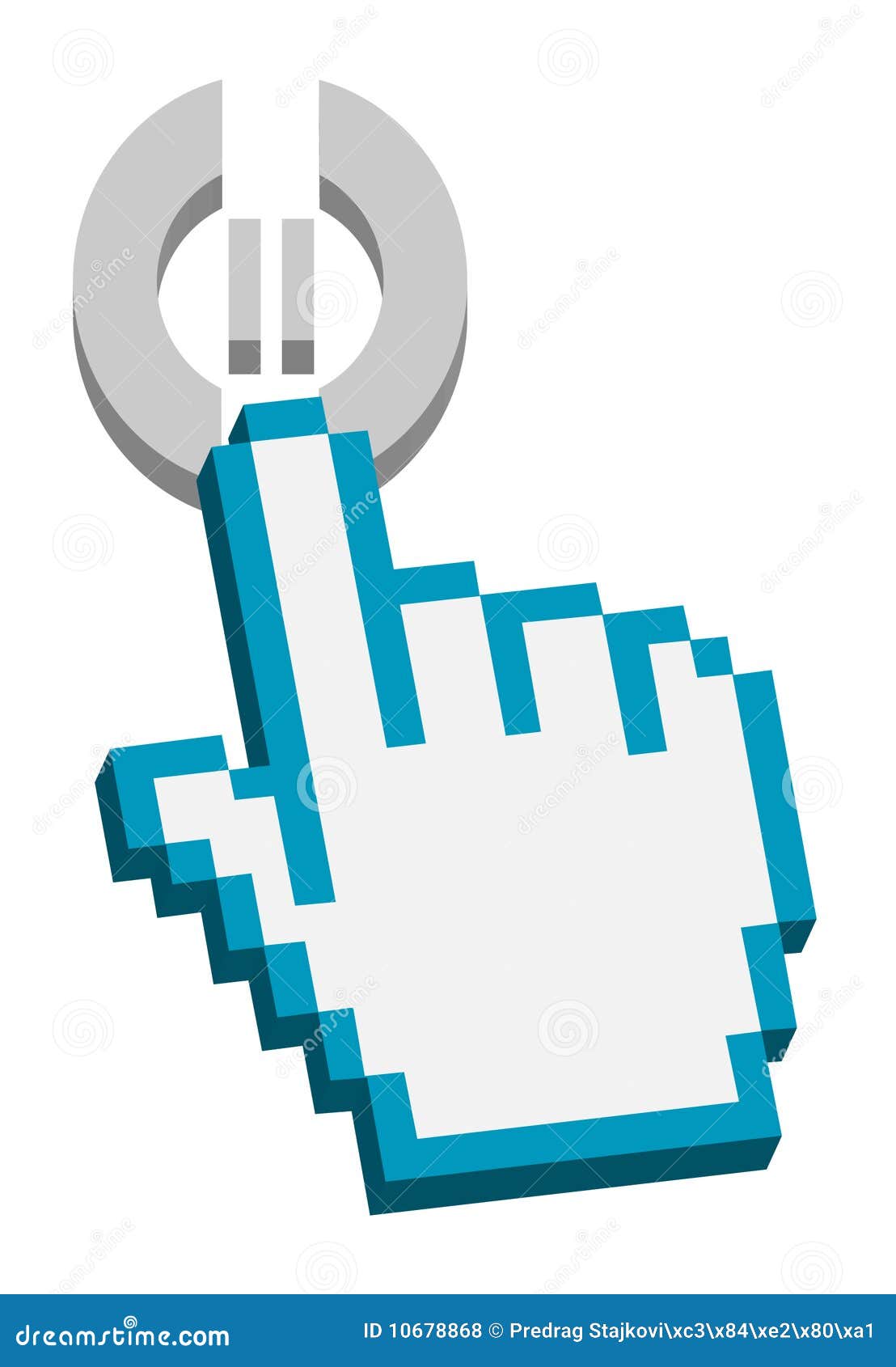 Cursor De Mano En El Botón De Pausa Ilustración del Vector - Ilustración de  eléctrico, interfaz: 10678868, image size:1108x1690