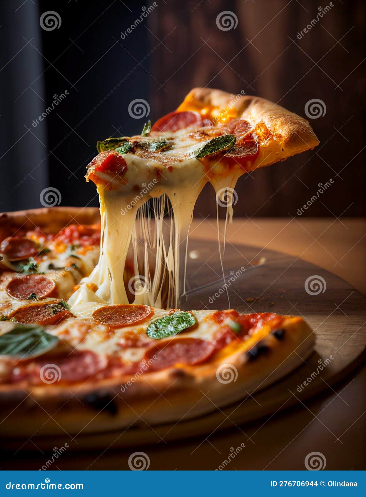 Délicieuse Pizza Pepperoni Authentique Au Basilic Frais Et Fromage