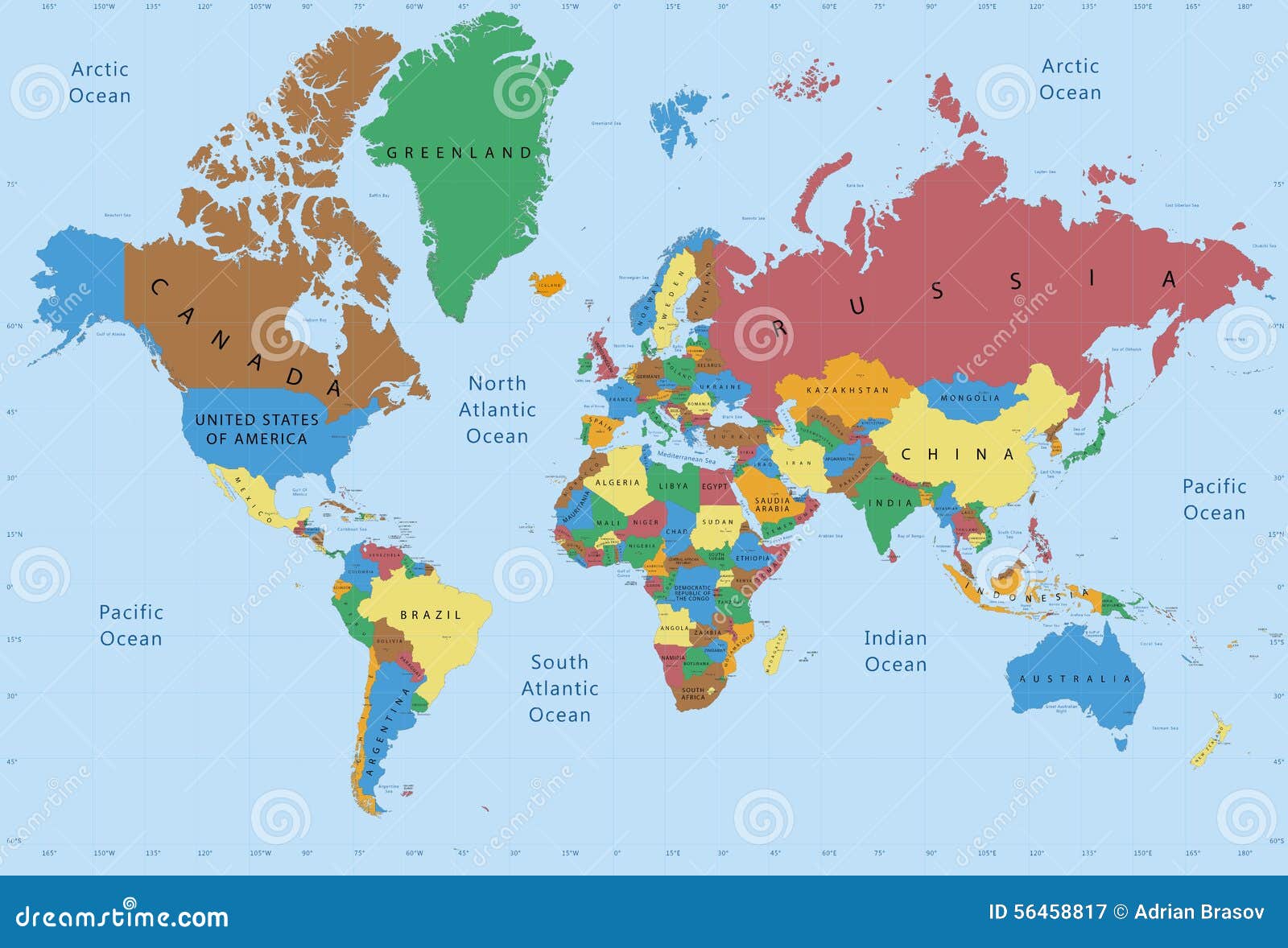 Détaillé Politique De Carte Du Monde Illustration Stock