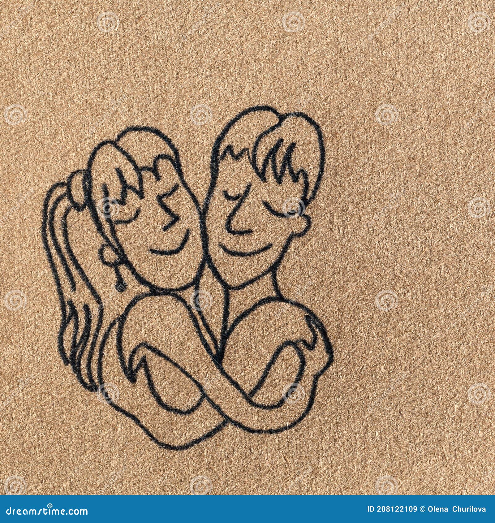 Día De Abrazos. Abrazando a La Pareja En Papel Vintage Texturizado. Dibujo  a Mano Imagen de archivo - Imagen de feliz, persona: 208122109