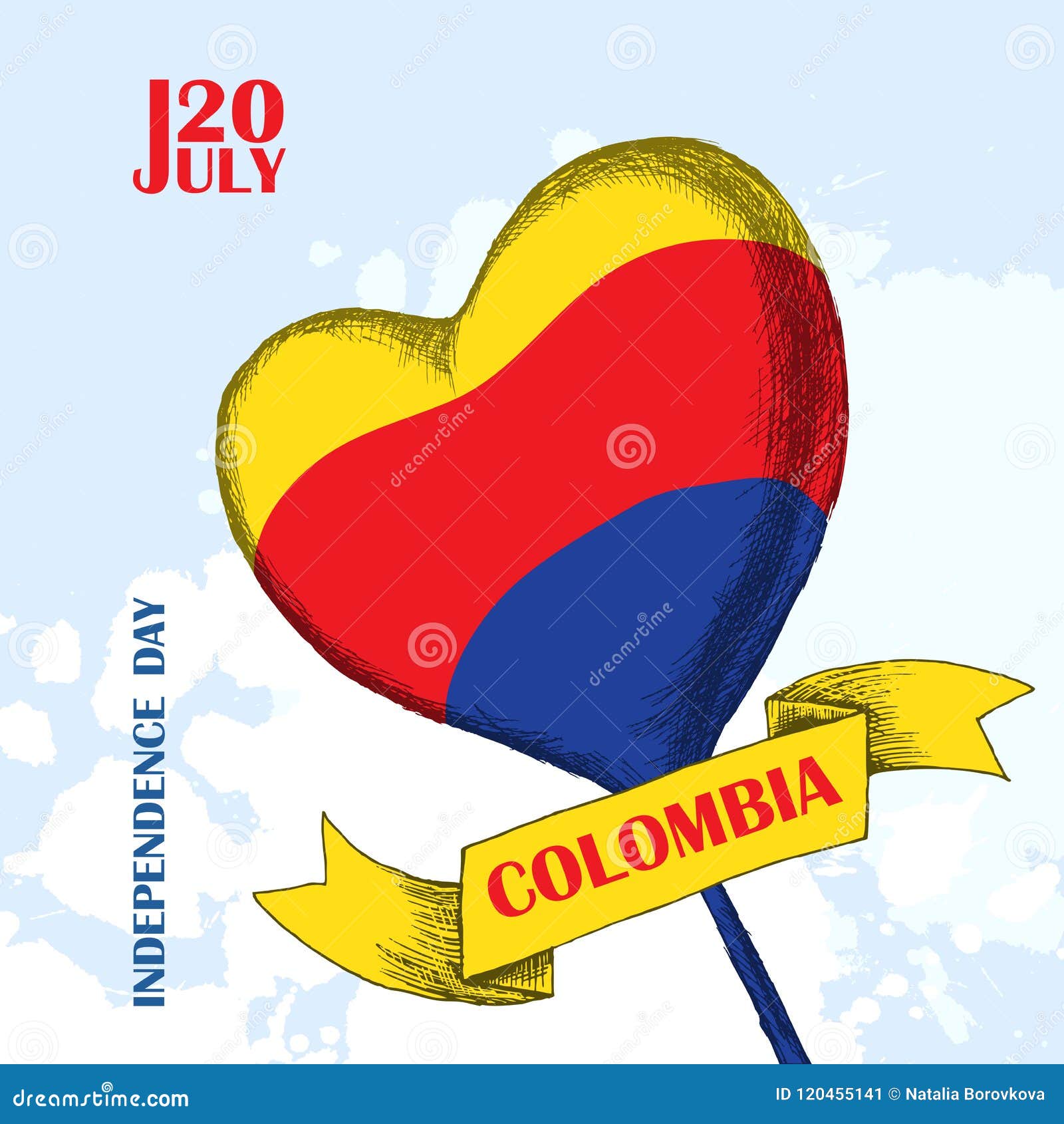 Día De La Independencia Del ` S De Colombia 20 DE JULIO Día De Fiesta  Patriótico Nacional De La Liberación En América Latina Tram Ilustración del  Vector - Ilustración de cinta, negro: 120455141