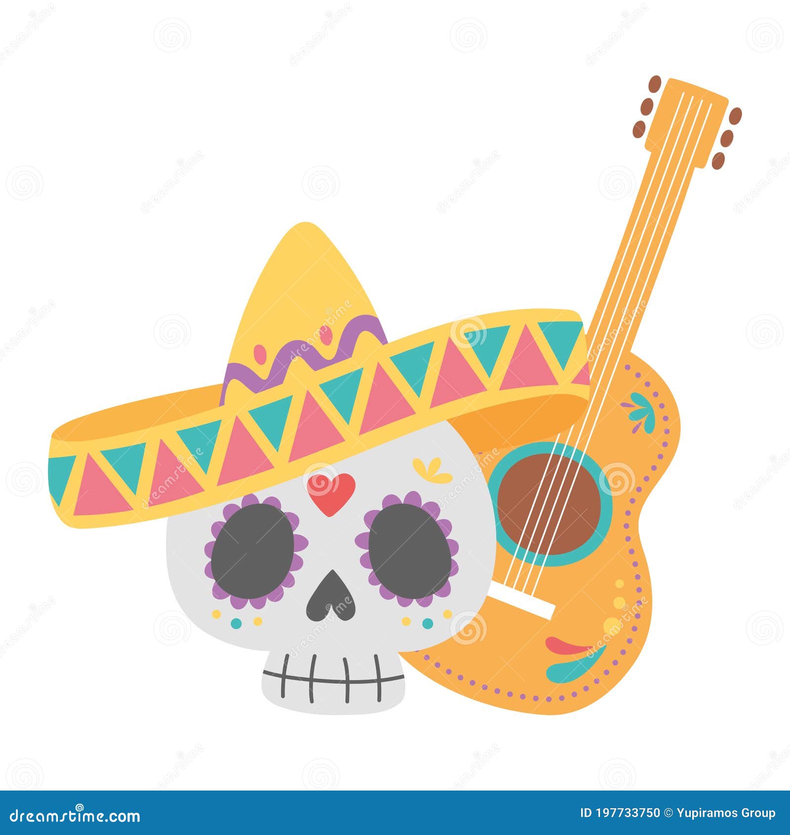 Día De Los Muertos, Calavera Con Sombrero Y Celebración Mexicana De  Guitarra Ilustración del Vector - Ilustración de felicitaciones, cultura:  197733750