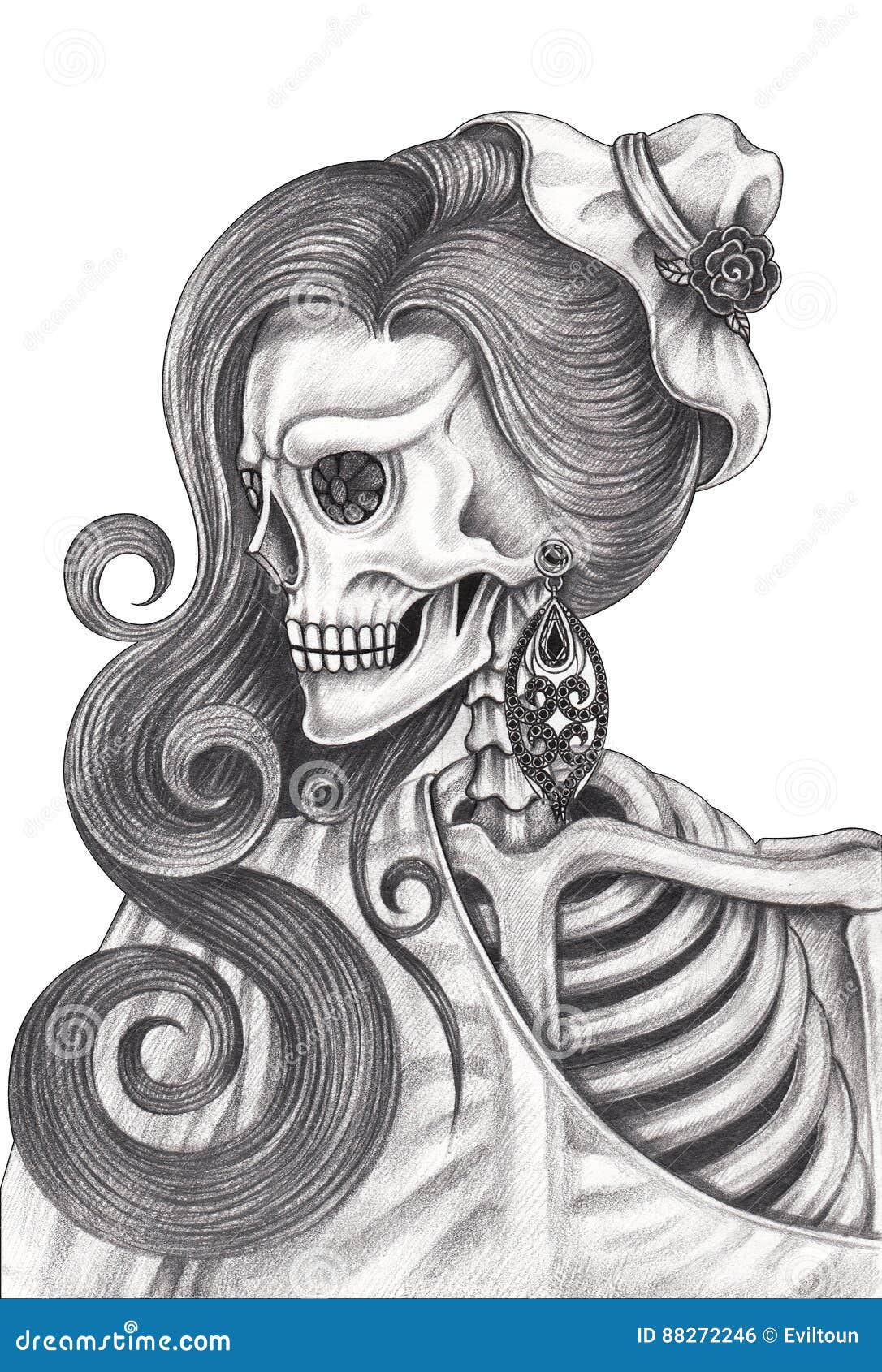 Día Del Cráneo De Las Mujeres Del Arte De Los Muertos Stock de ilustración  - Ilustración de artista, halloween: 88272246