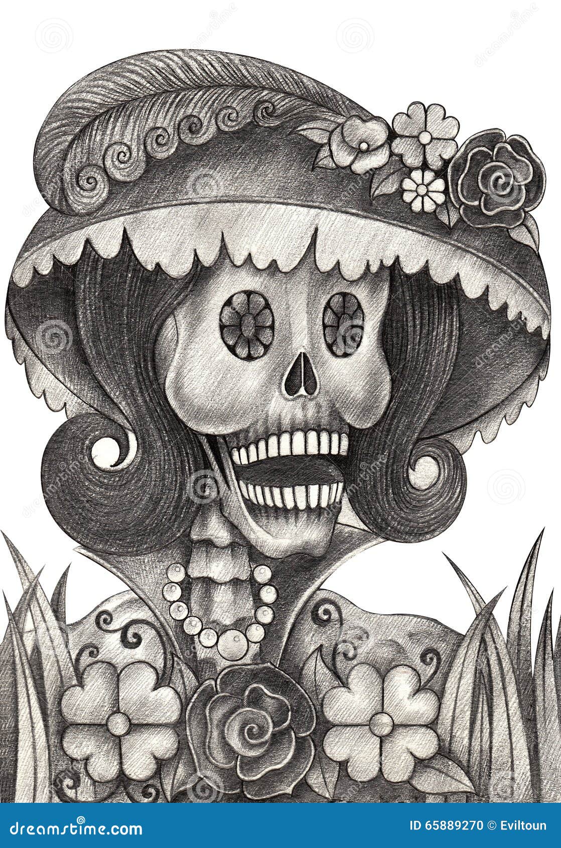 Día Del Cráneo Del Arte De Los Muertos Stock de ilustración - Ilustración  de fondos, cara: 65889270