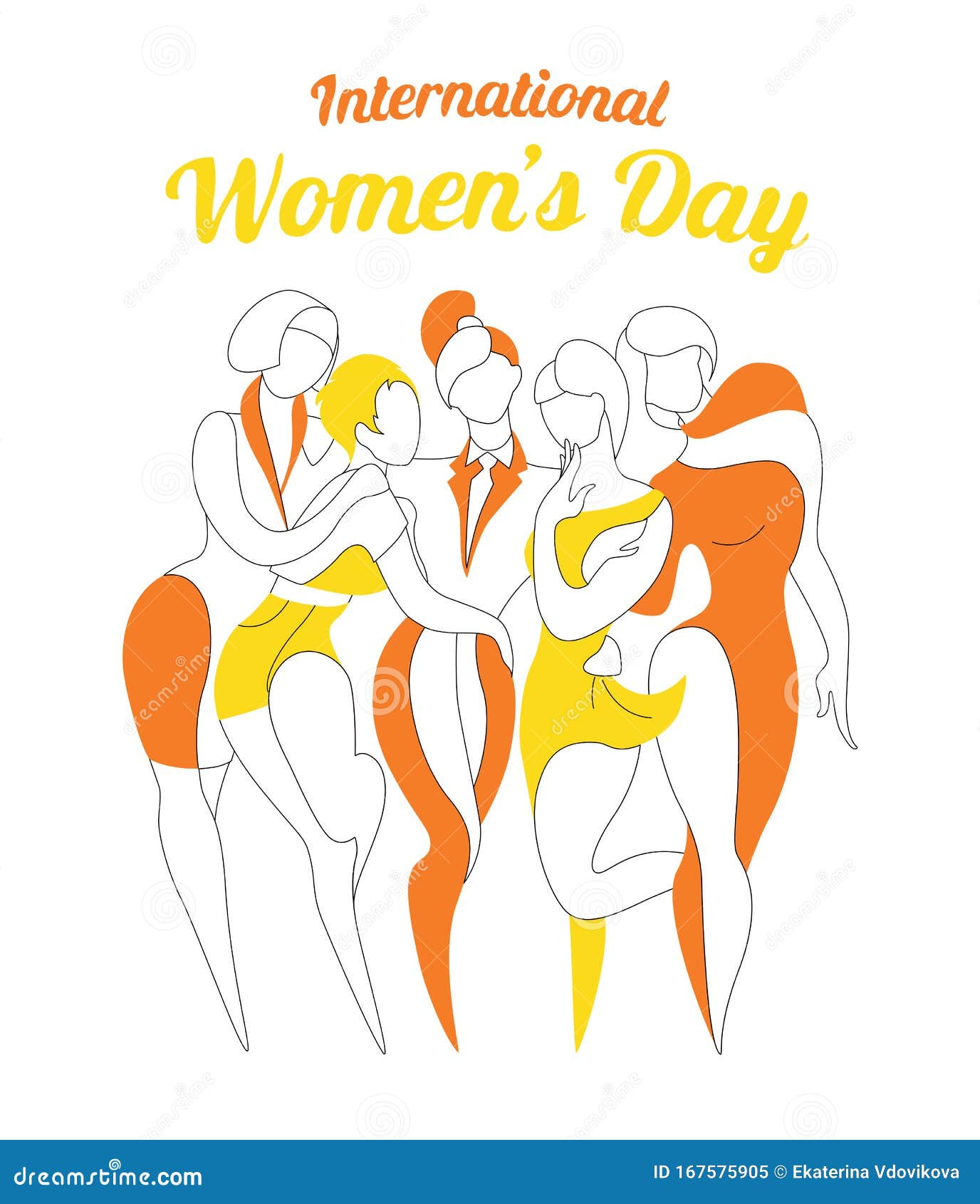 Día Internacional De La Mujer 8 De Marzo Mujer Elegante, Chicas Caracteres  De Esquema De Dibujos Animados Aislados Vectoriales En Stock de ilustración  - Ilustración de marzo, hembra: 167575905