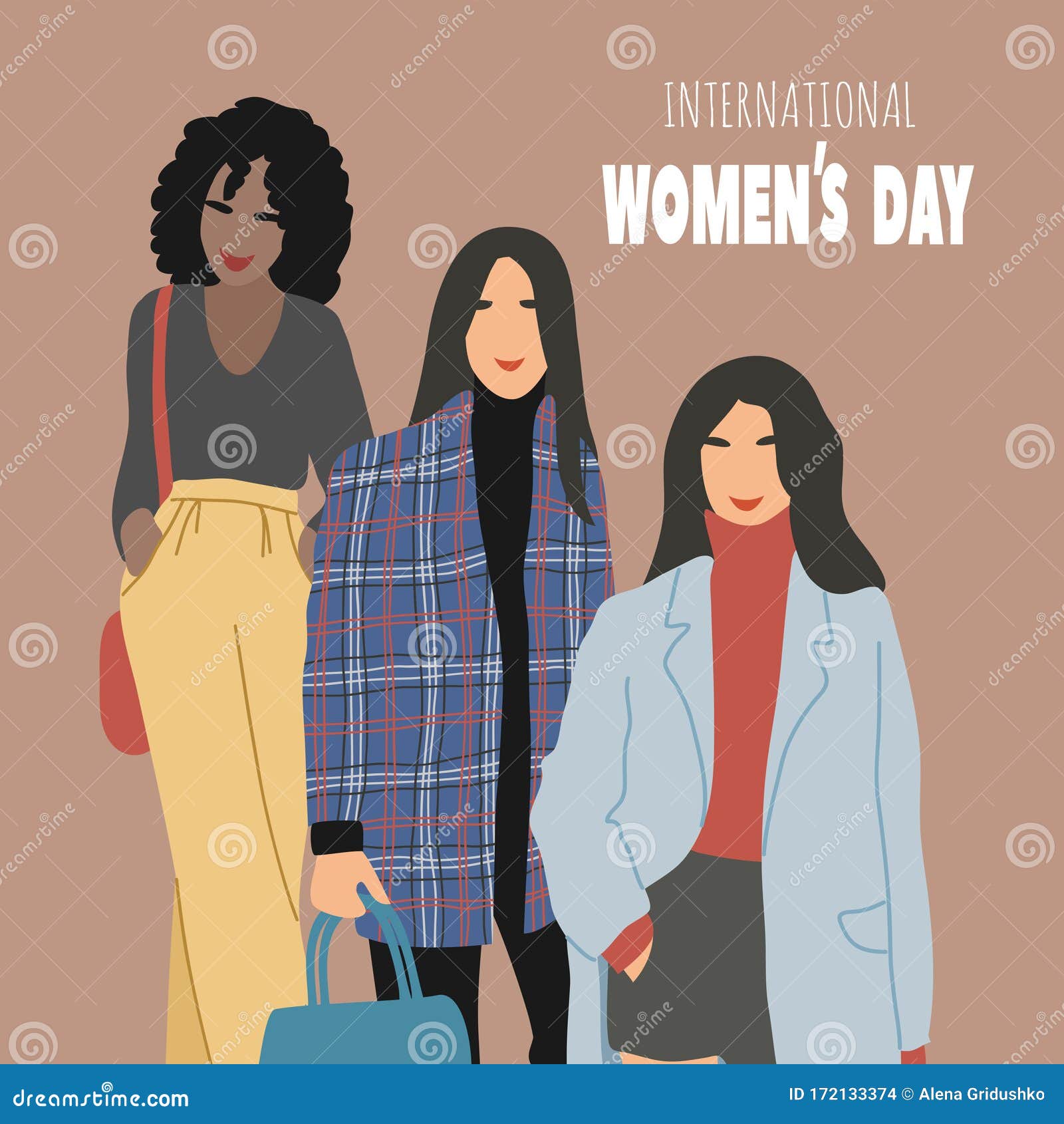 Día Internacional De La Mujer Mujeres Con Diferentes Colores De Piel  Ilustración Vectorial Plana Ilustración del Vector - Ilustración de  bandera, gente: 172133374