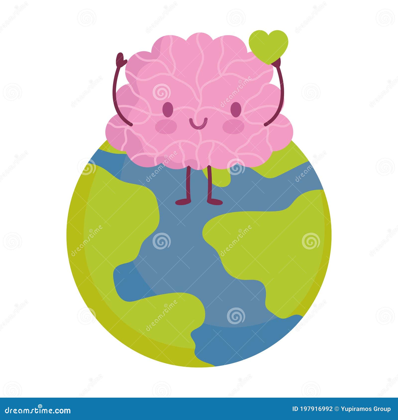 Día Mundial De La Salud Mental, Dibujos Animados Del Planeta Del Cerebro  Diseño Aislado Ilustración del Vector - Ilustración de medicina, planeta:  197916992