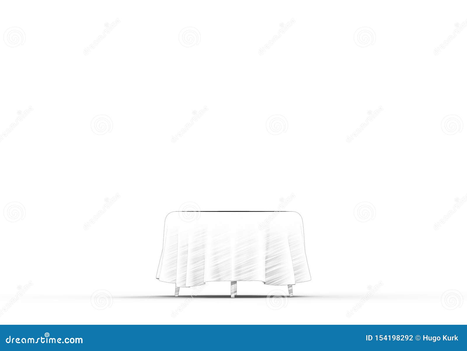 3d一张桌的翻译与在白色演播室背景中隔绝的桌布的库存例证 插画包括有