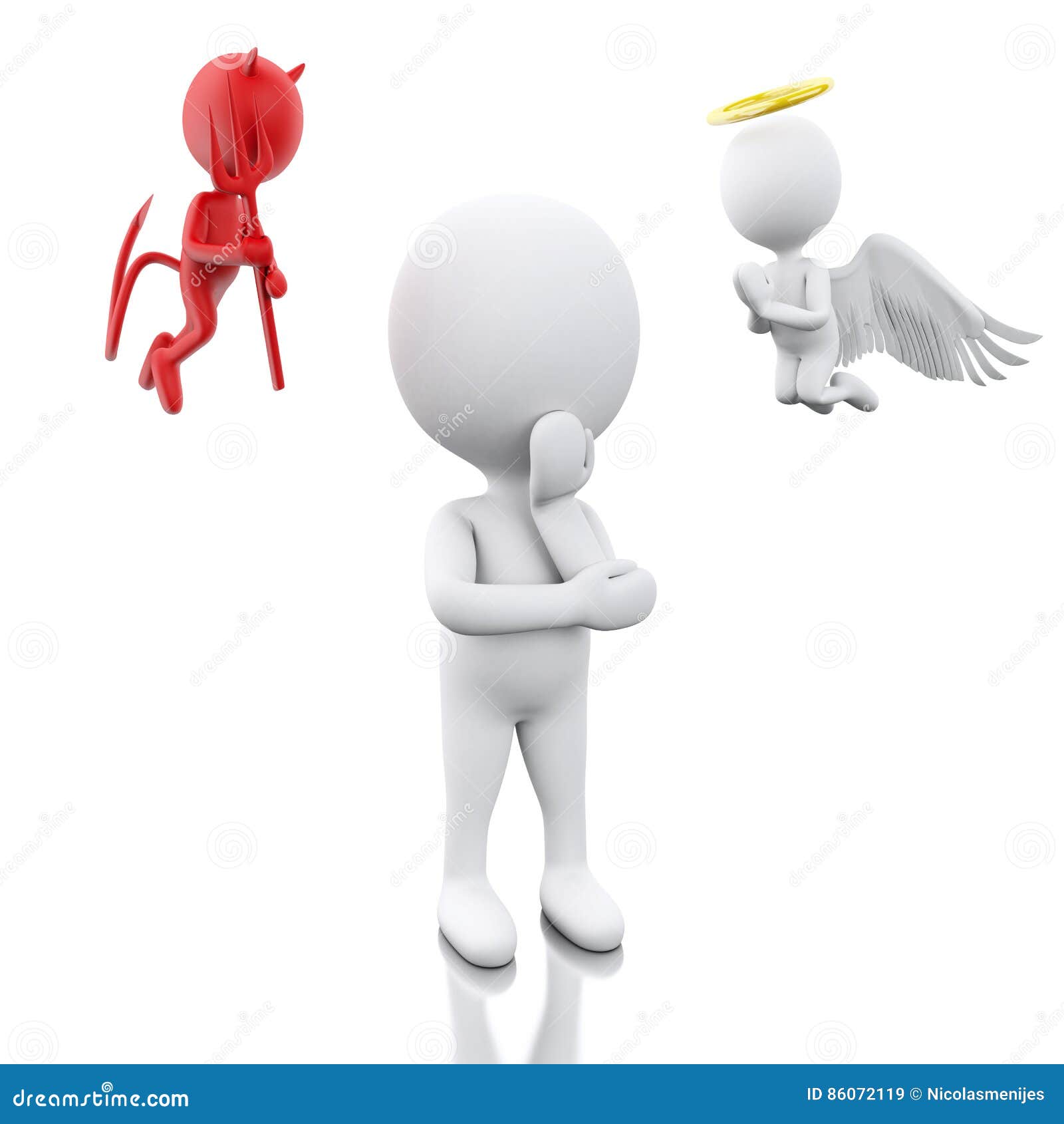 3d有天使的白人和恶魔库存例证 插画包括有 3d有天使的白人和恶魔库存例证 插画包括有