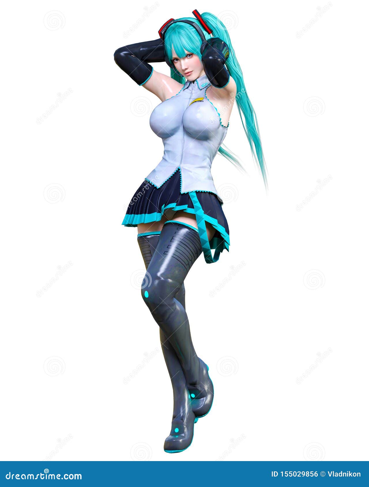 3d漫画cosplay芳香树脂女孩库存例证 插画包括有