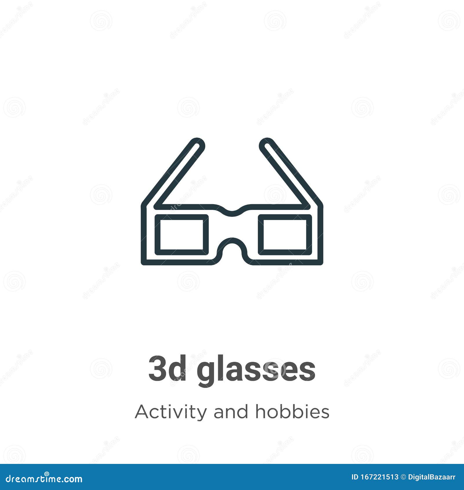 3d眼镜轮廓矢量图thin Line Black 3d Glasses Icon Flat Vector Simple Element Illustration From Editable Outdoor 向量例证 插画包括有尺寸 立体声