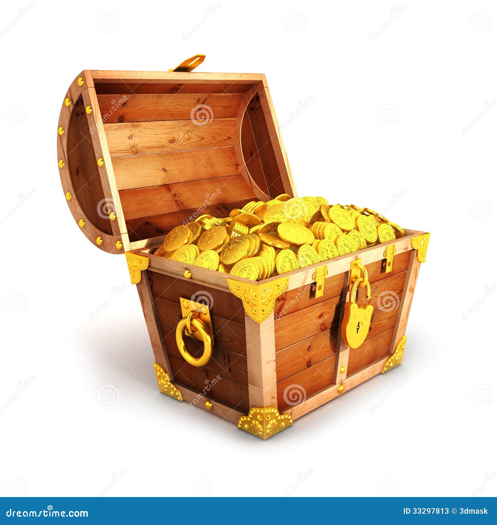 3d金黄宝物箱库存例证 插画包括有时运 收益 挂锁 回报 对象 开放 图标 容器 发现