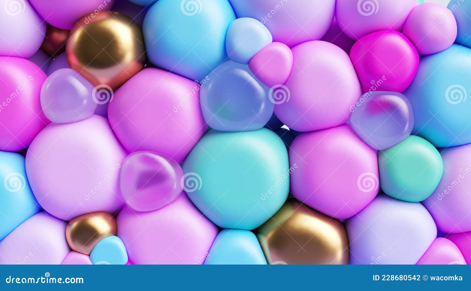 3d отрисовка абстрактного фона с помощью разноцветных пузырьков и шариков.  простые геометрические обои Иллюстрация штока - иллюстрации насчитывающей  пластмасса, золото: 228680542