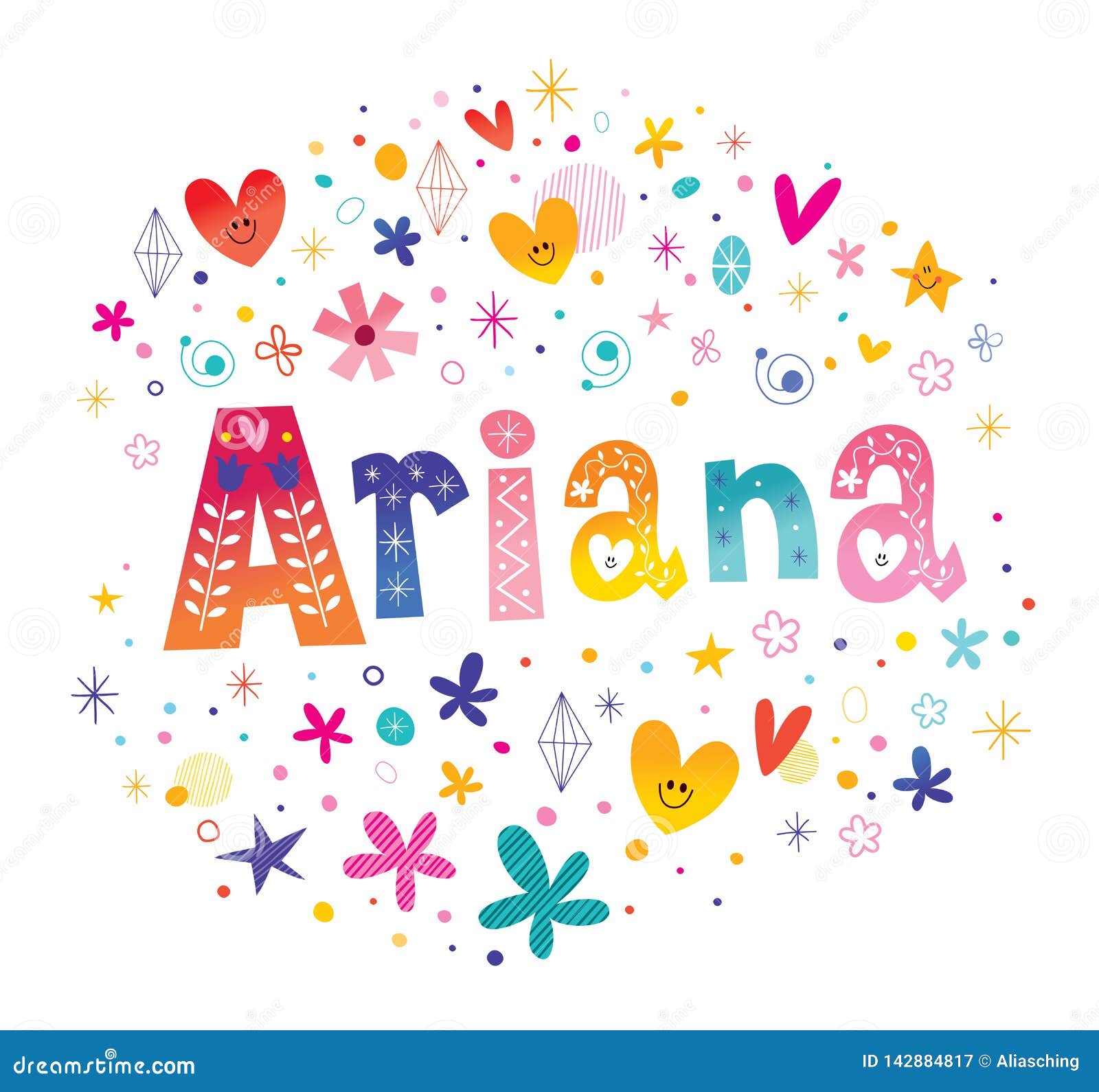 Ariana girls name stock vector. Illustration of label - 142884817