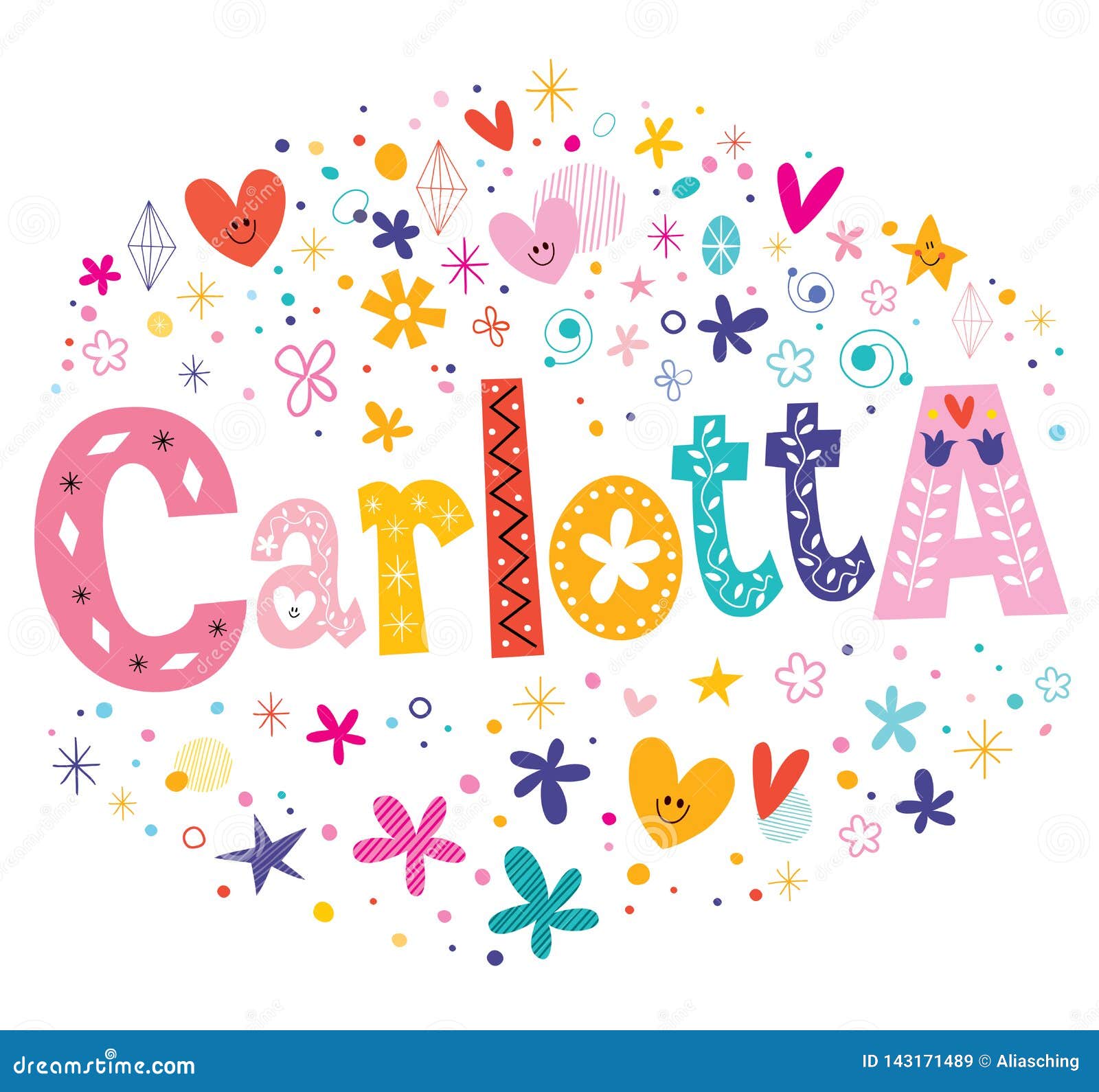 Carlotta girls name stock vector. Illustration of decoration - 143171489