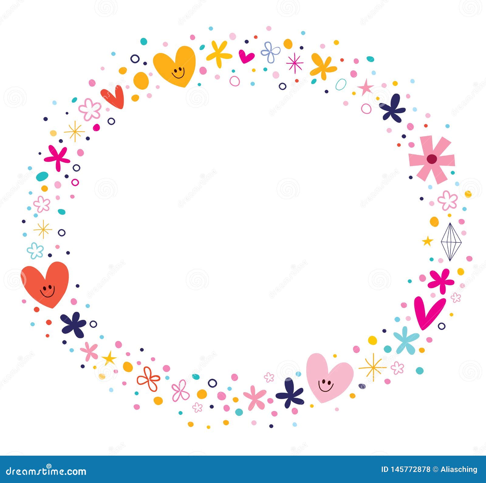 Flowers and hearts frame stock vector. Illustration of background