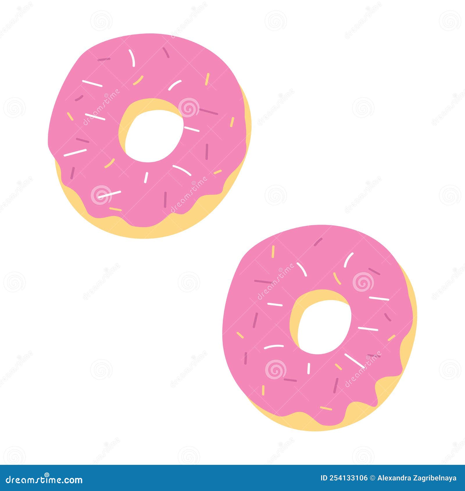 Delicious Mouthwatering Set of Pink Icing Doughnuts with Sugar