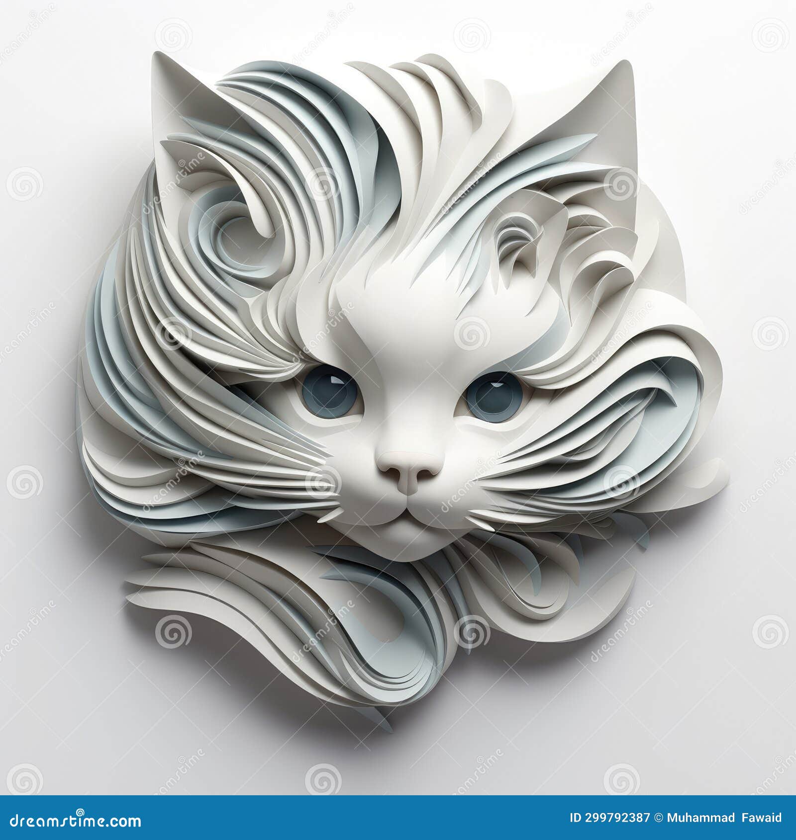 3d abstract art cat head stock illustration. Illustration of vector