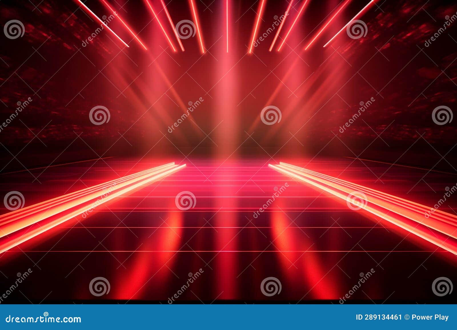 3d Abstract Background with Neon Lights, Neon Tunnel, Empty Stage Stock