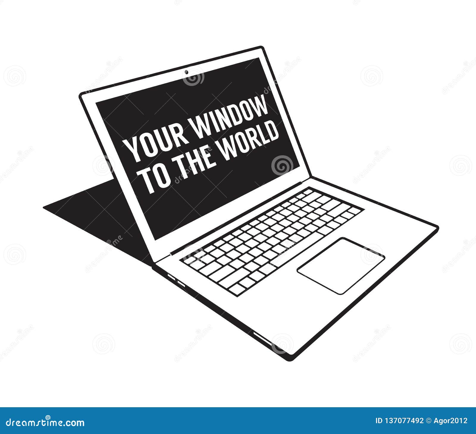 3d Abstract Laptop Black and White Retro Vector Stock Vector