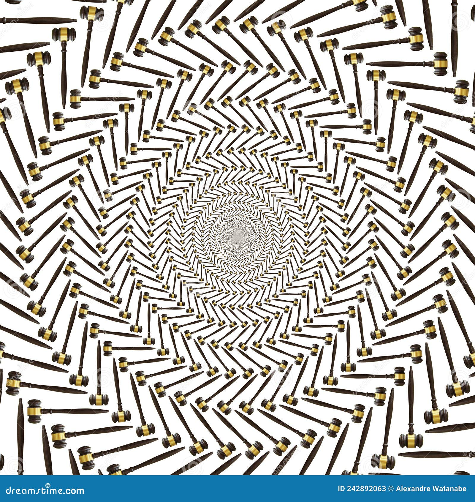 3D Abstract Optical Illusion with Judge Gavel Background Stock