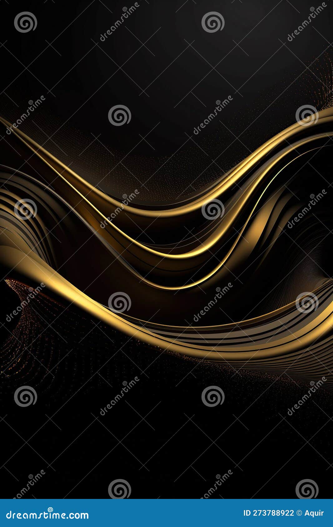 3D Abstract Wallpaper. Threedimensional Dark Golden and Black Background. Black and Gold
