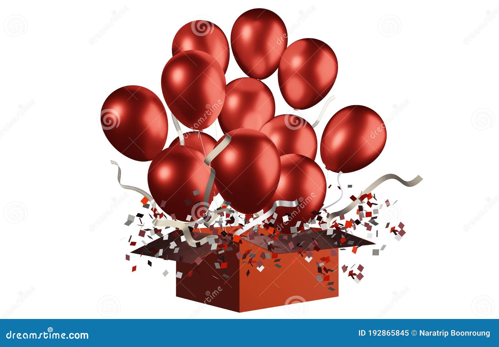 chirurg Gemeenten Grap 3d Afbeelding Gouden Ballon Met Doos En Confetti Bom Realistische Design  Ideeën Open Kartonnen Doos Release Helium Ballon Vieren Stock Illustratie -  Illustration of vermaak, doos: 192865845