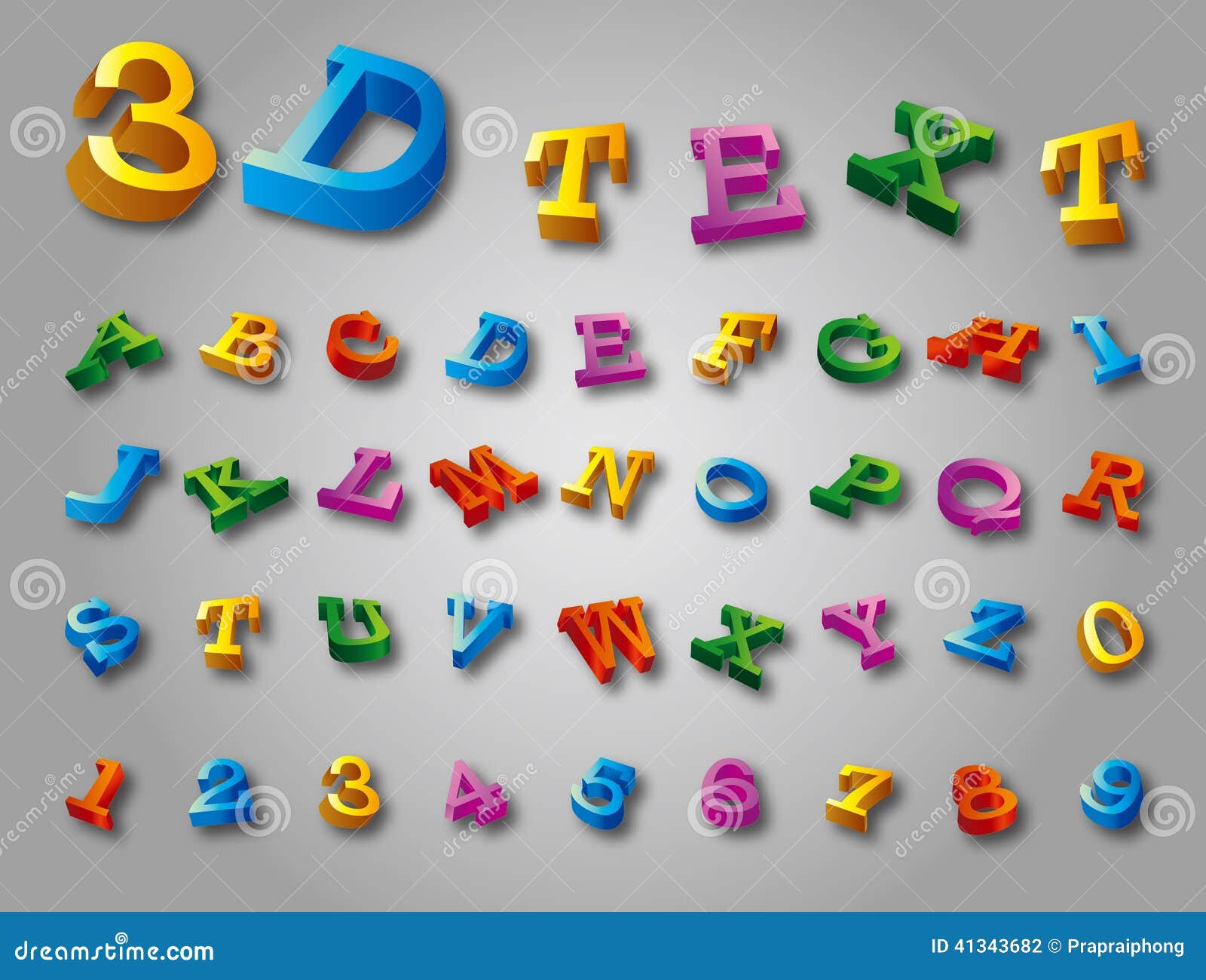 3d alphabet colorful font style.  .