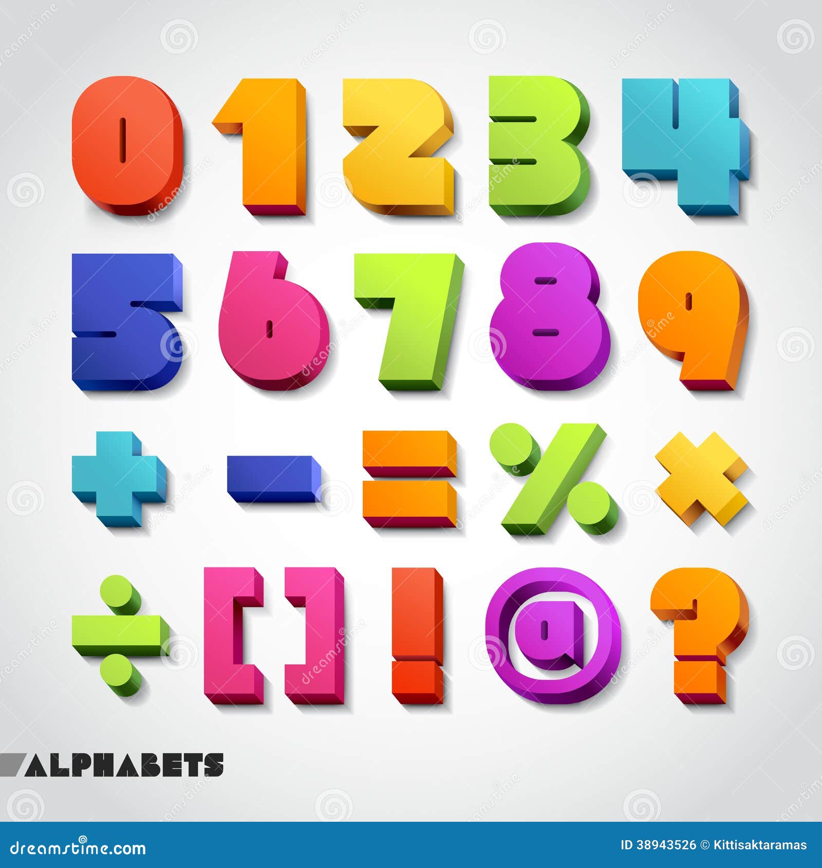 Download 3D Alphabet Number Color. Vector Illustration. Stock ...