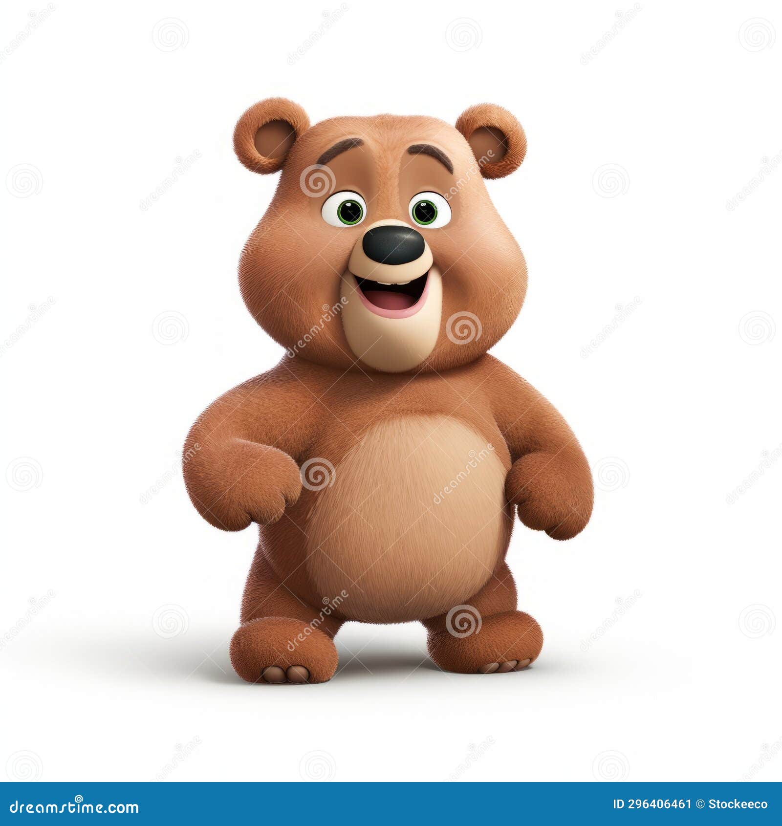 3d animated cartoon character: brown bear in forest