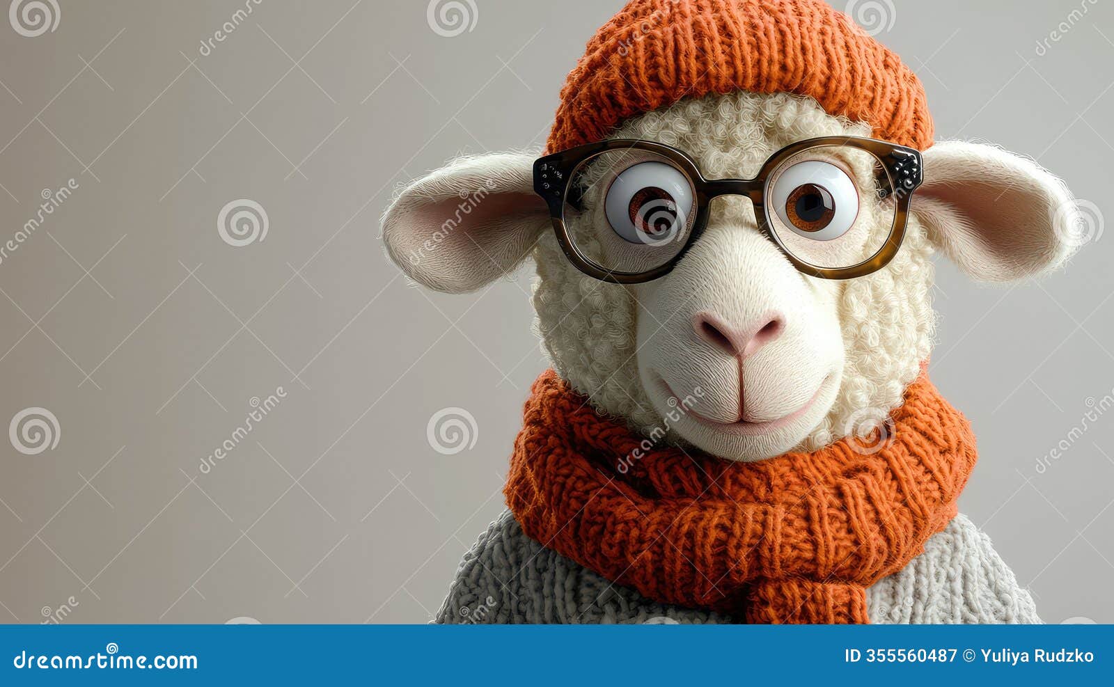 3d animated character of a sheep with glasses and hat against a plain background, perfect for creative and fun projects