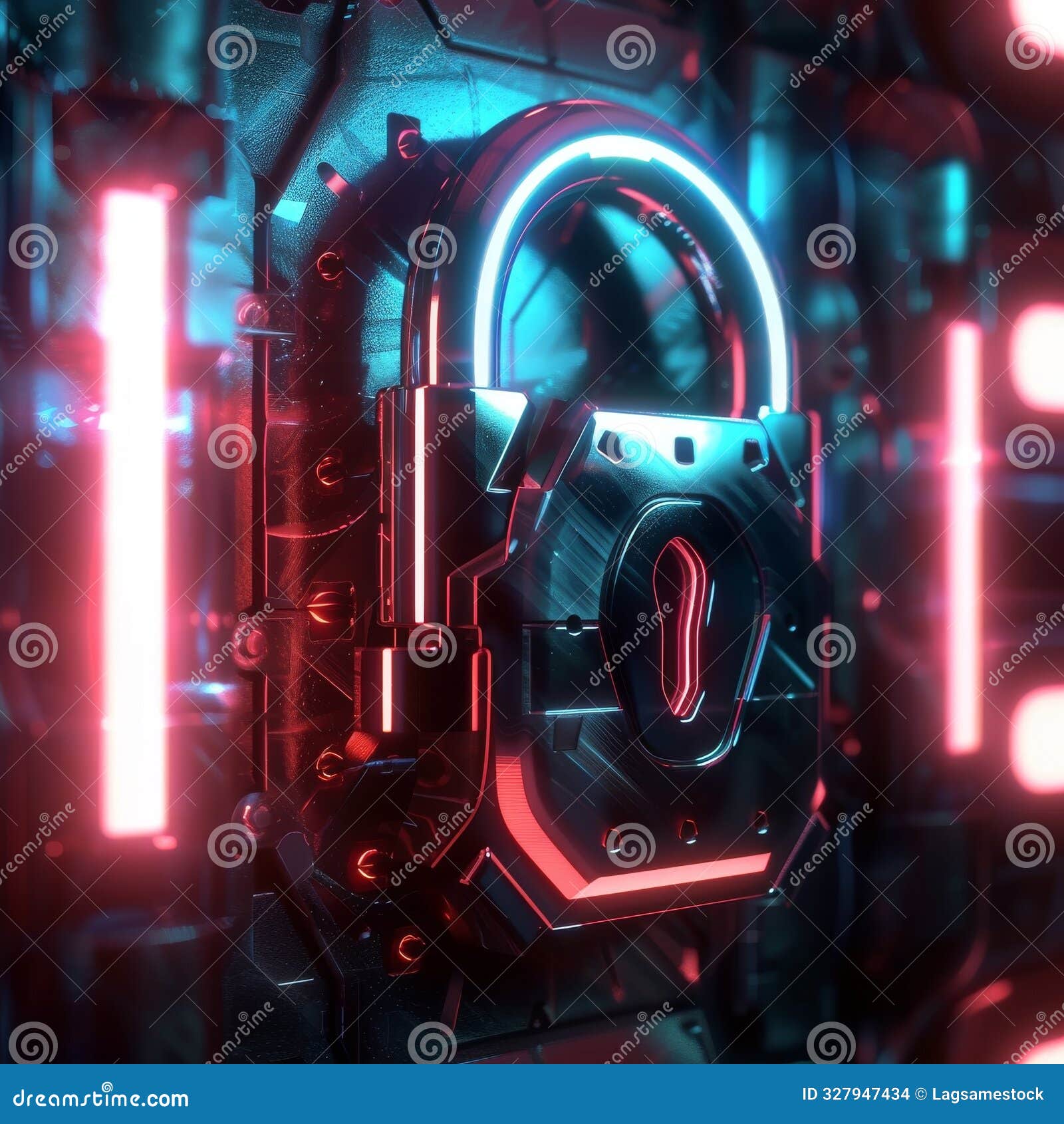 a 3d animators vision of a futuristic digital padlock unlocking