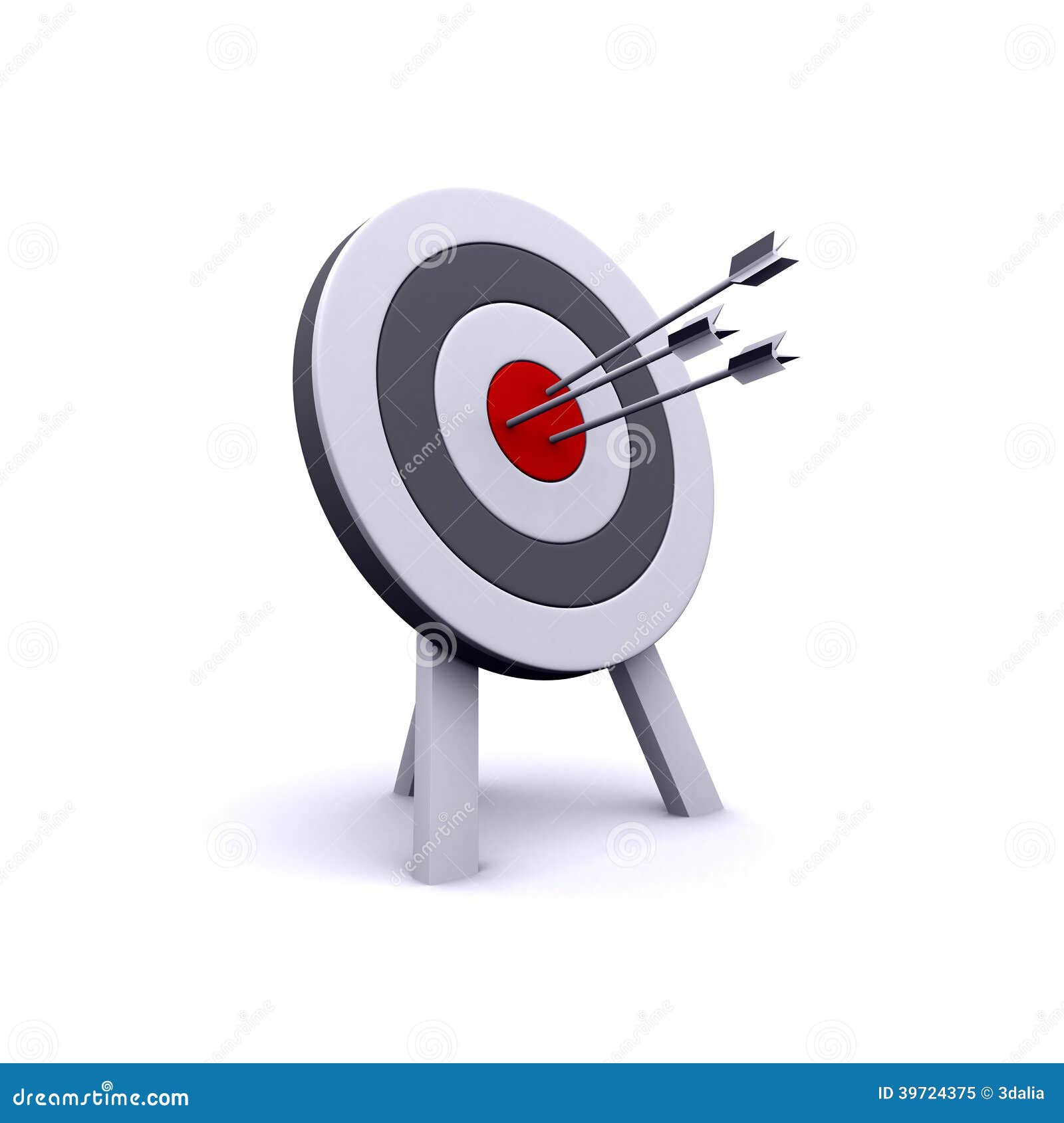 3d Arrows hit bullseye stock illustration. Illustration of target