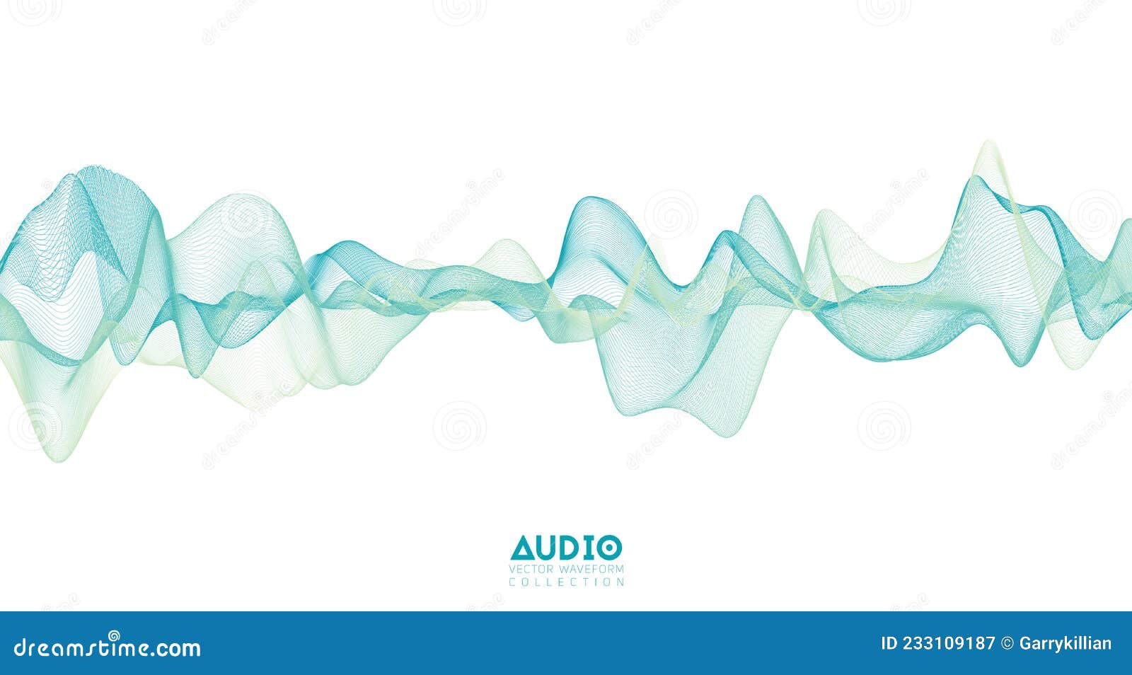 3d Audio Soundwave. Light Green Music Pulse Oscillation Stock Vector