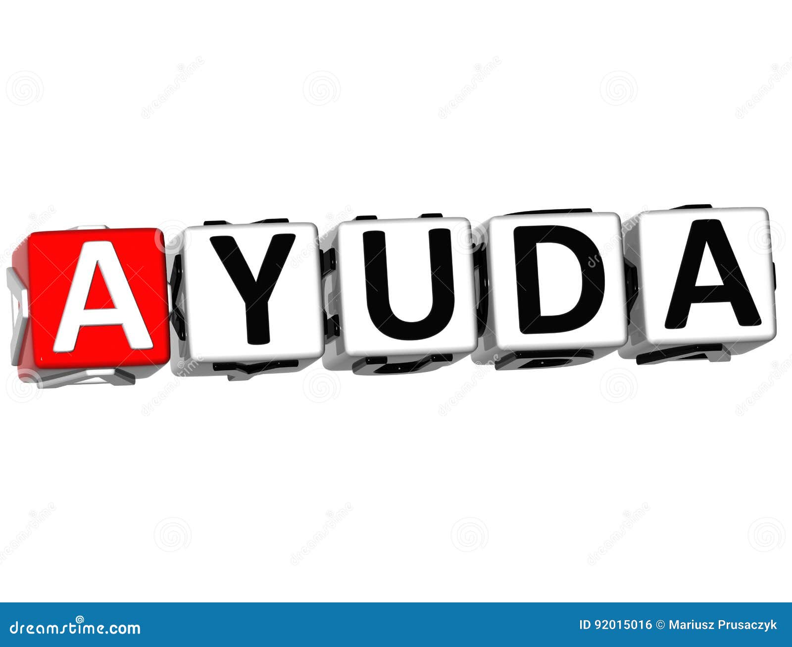 3d ayuda block text on white background