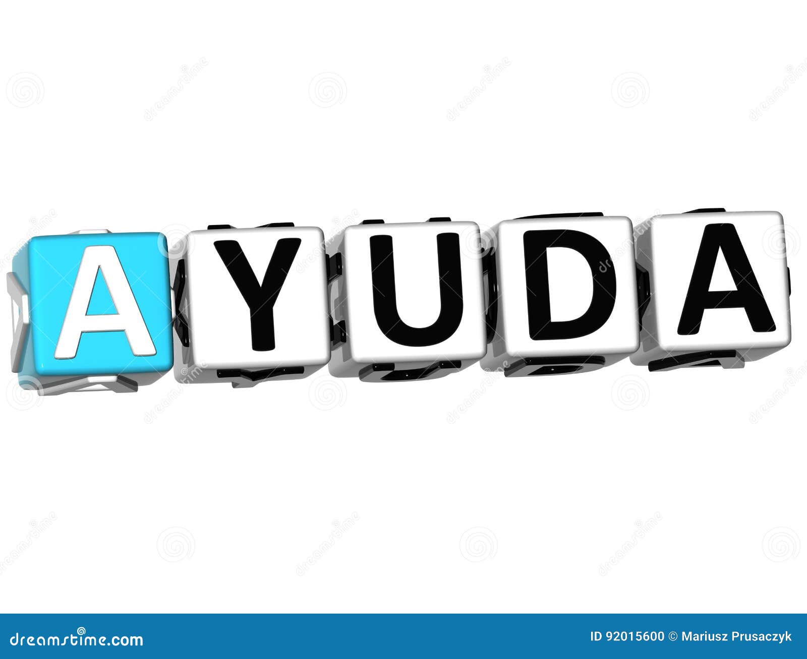 3d ayuda block text on white background