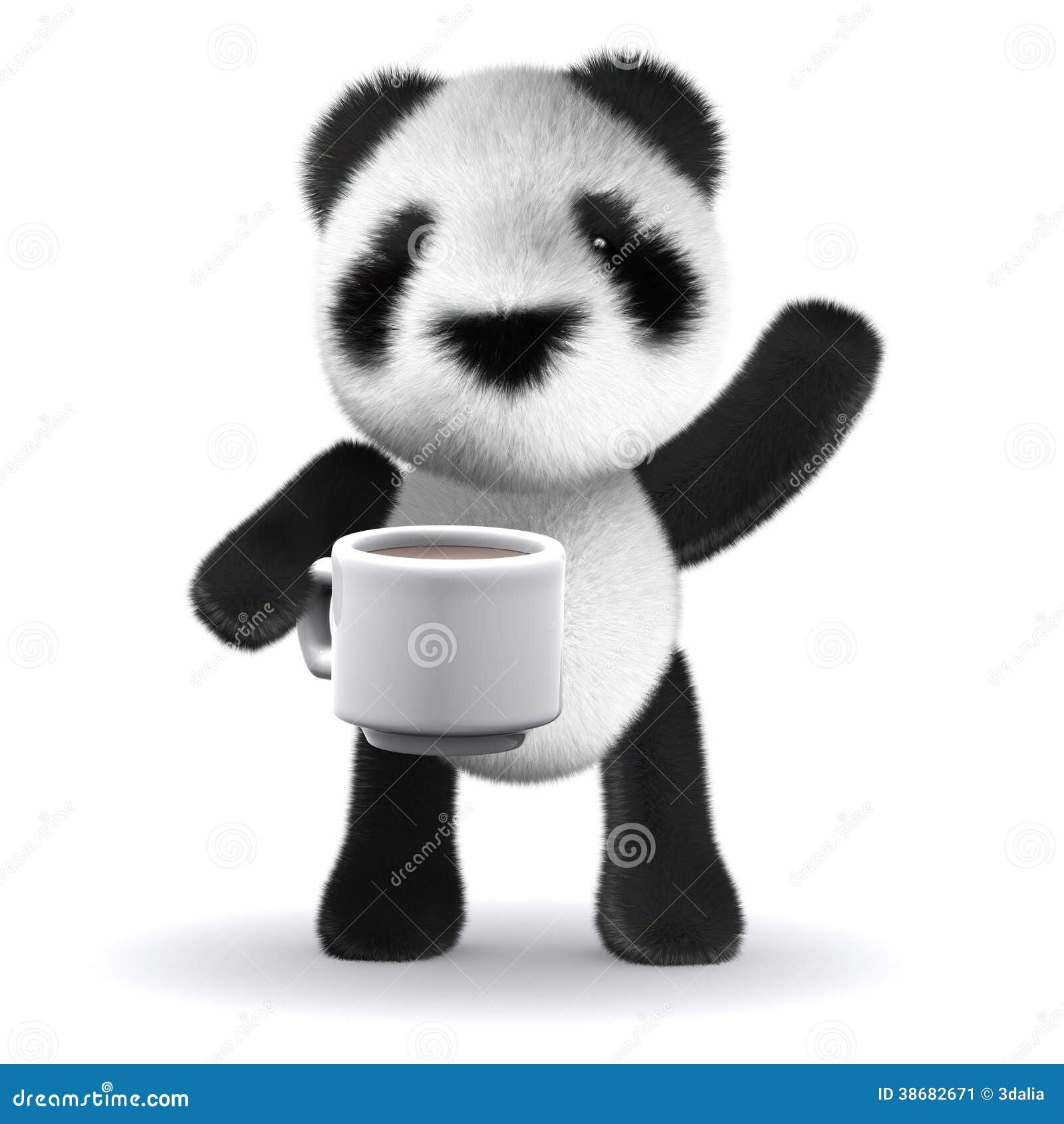 3d Baby Panda tea break stock illustration. Illustration of wildlife