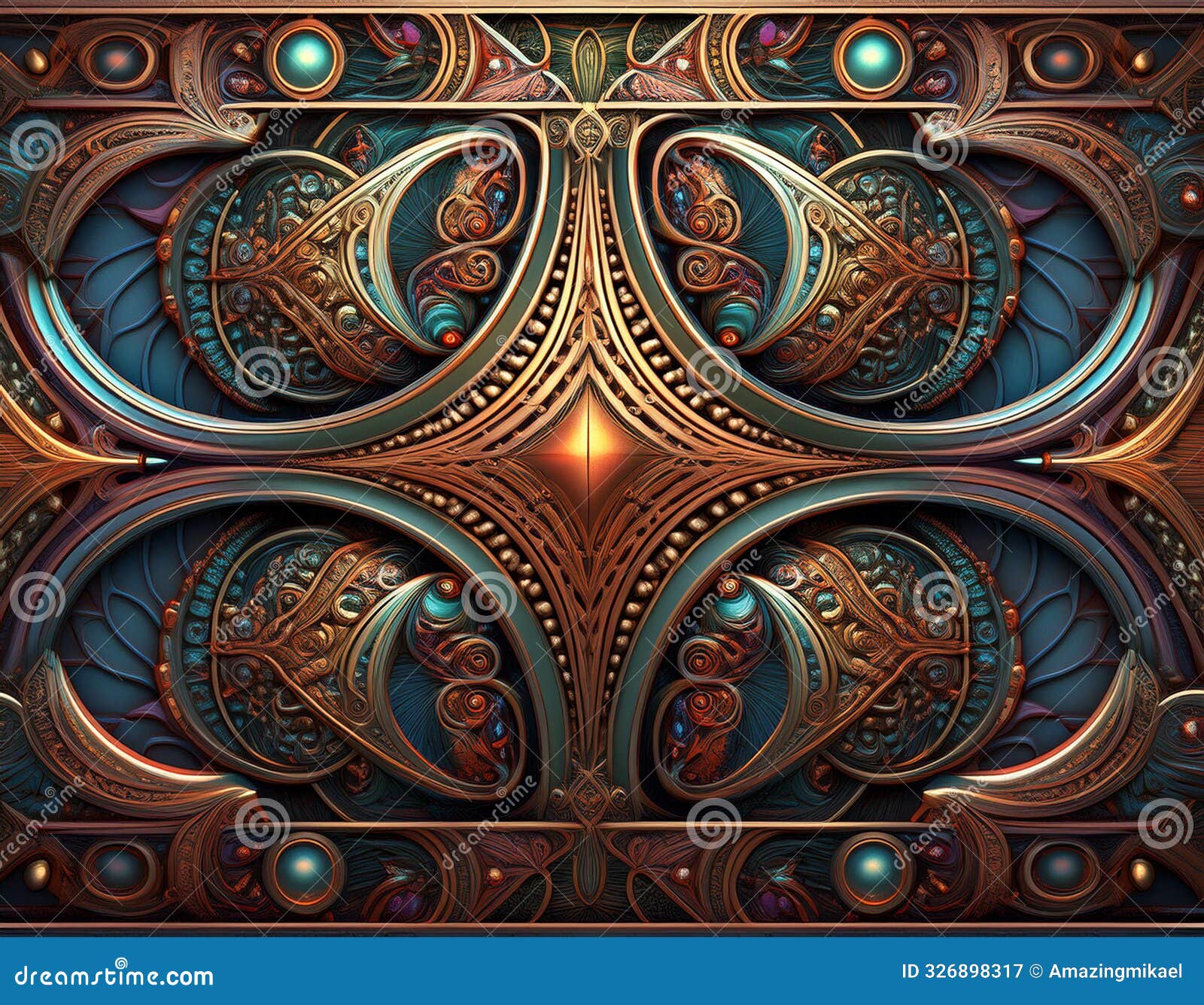 3d background with intricate patterns and metallic finishes