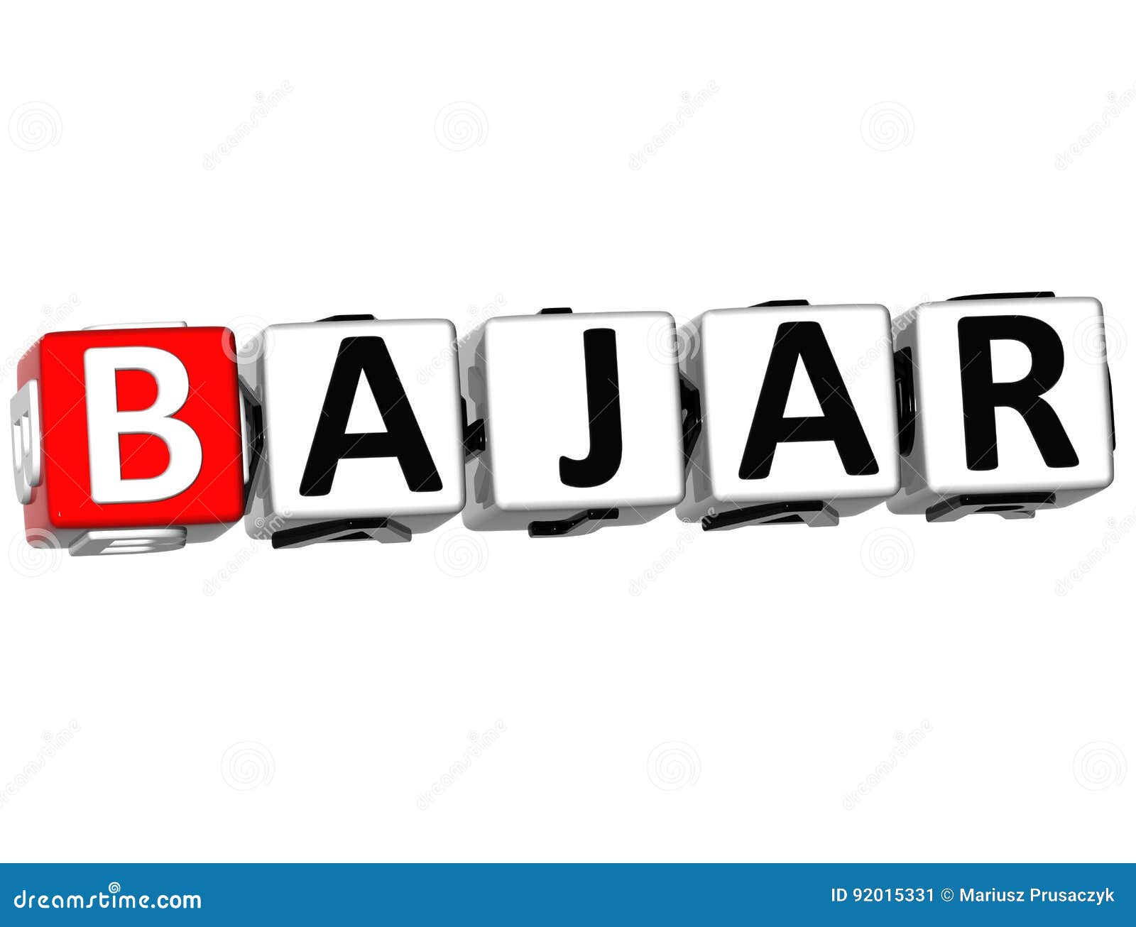3d bajar block text on white background