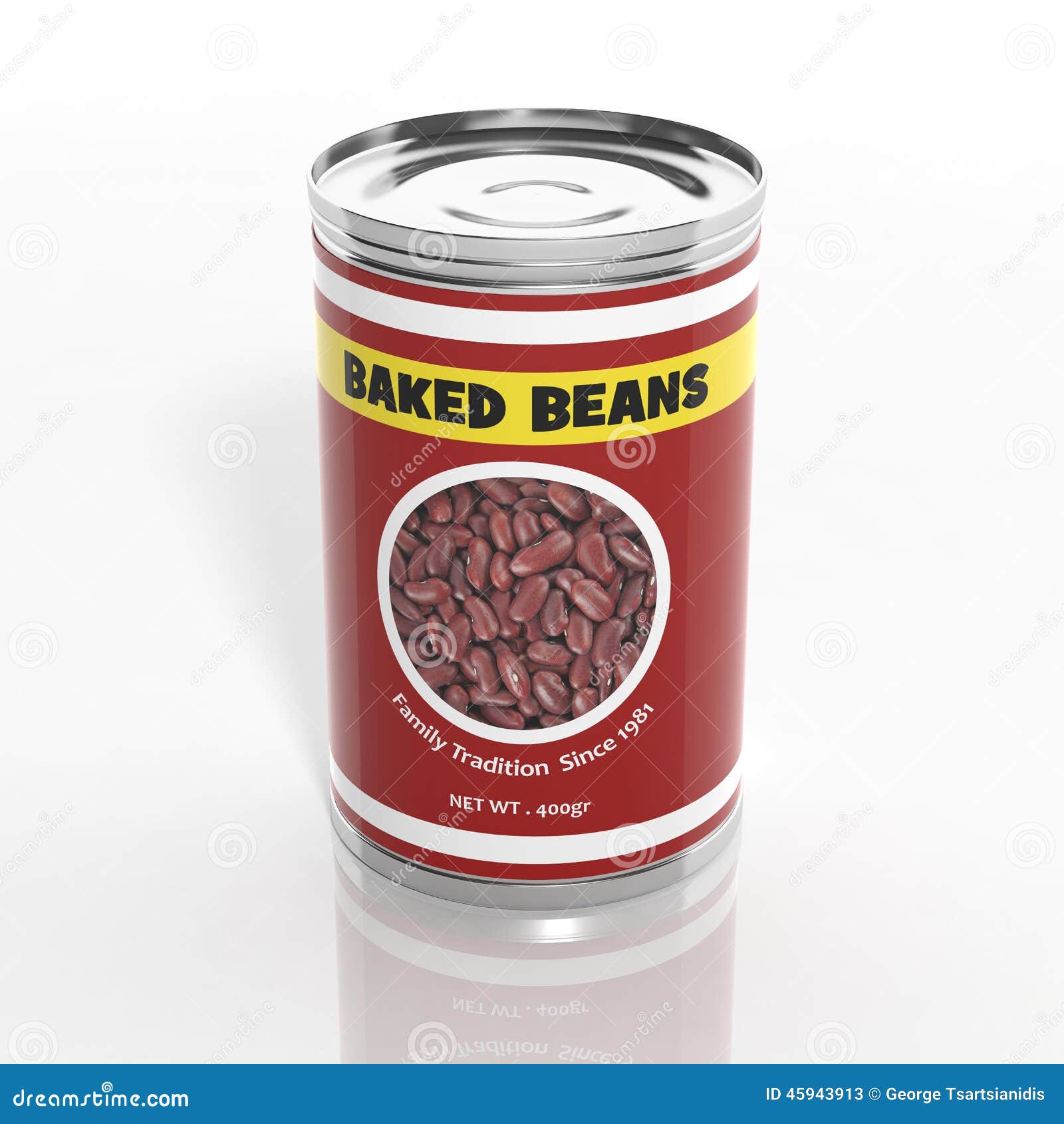 3D Baked Beans Metallic Can Stock Illustration Illustration of store