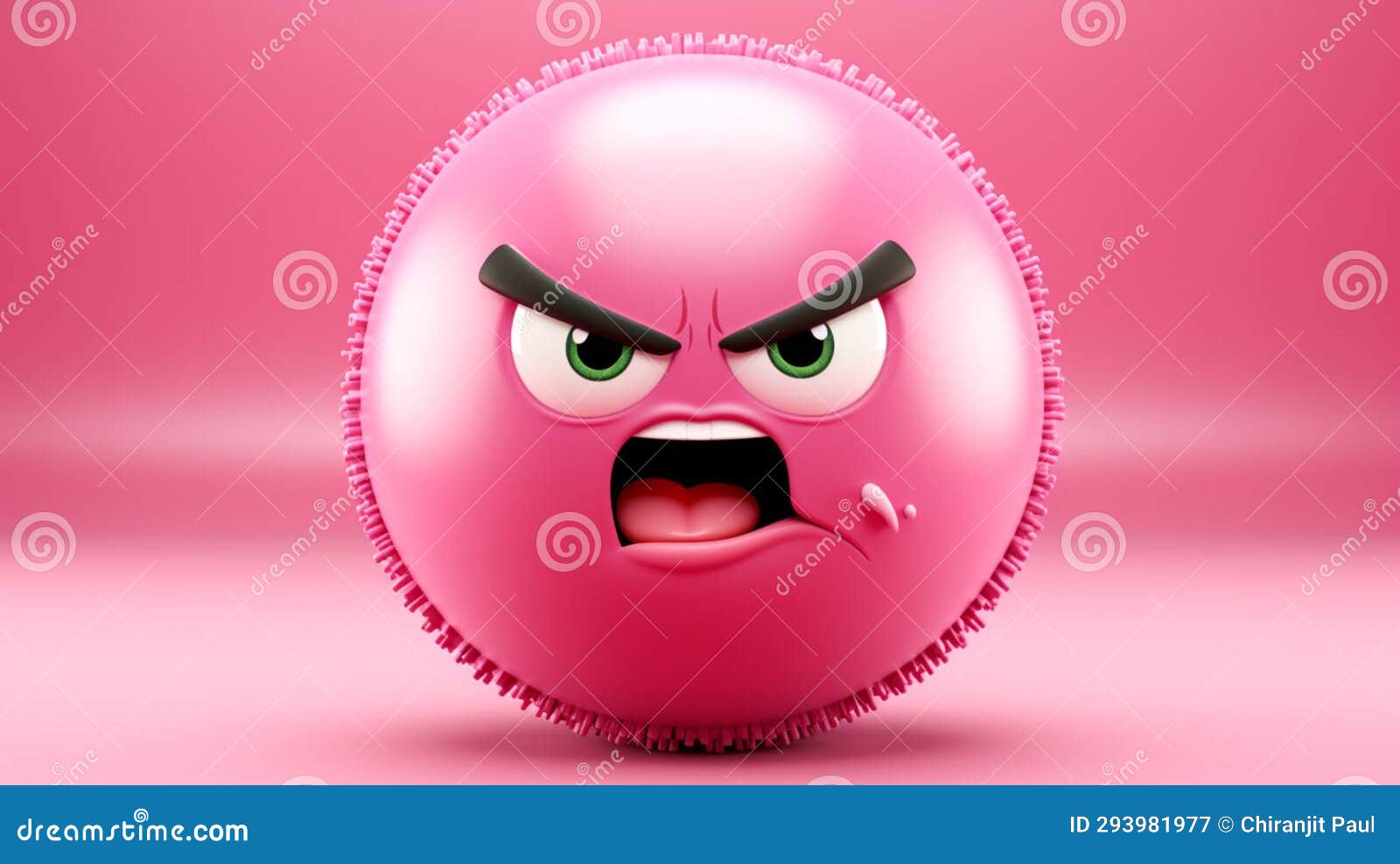 3D Ball Emoji Character in Angry Emotion Action Stock Illustration